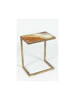 Aria Accent Table in Antique Brass w/ Green Talan Onyx Top