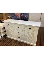 Iron Butterfly  Imports Cape Cod White Shutter 2 Door 5 Drawer Sideboard 63 x 18 x 36