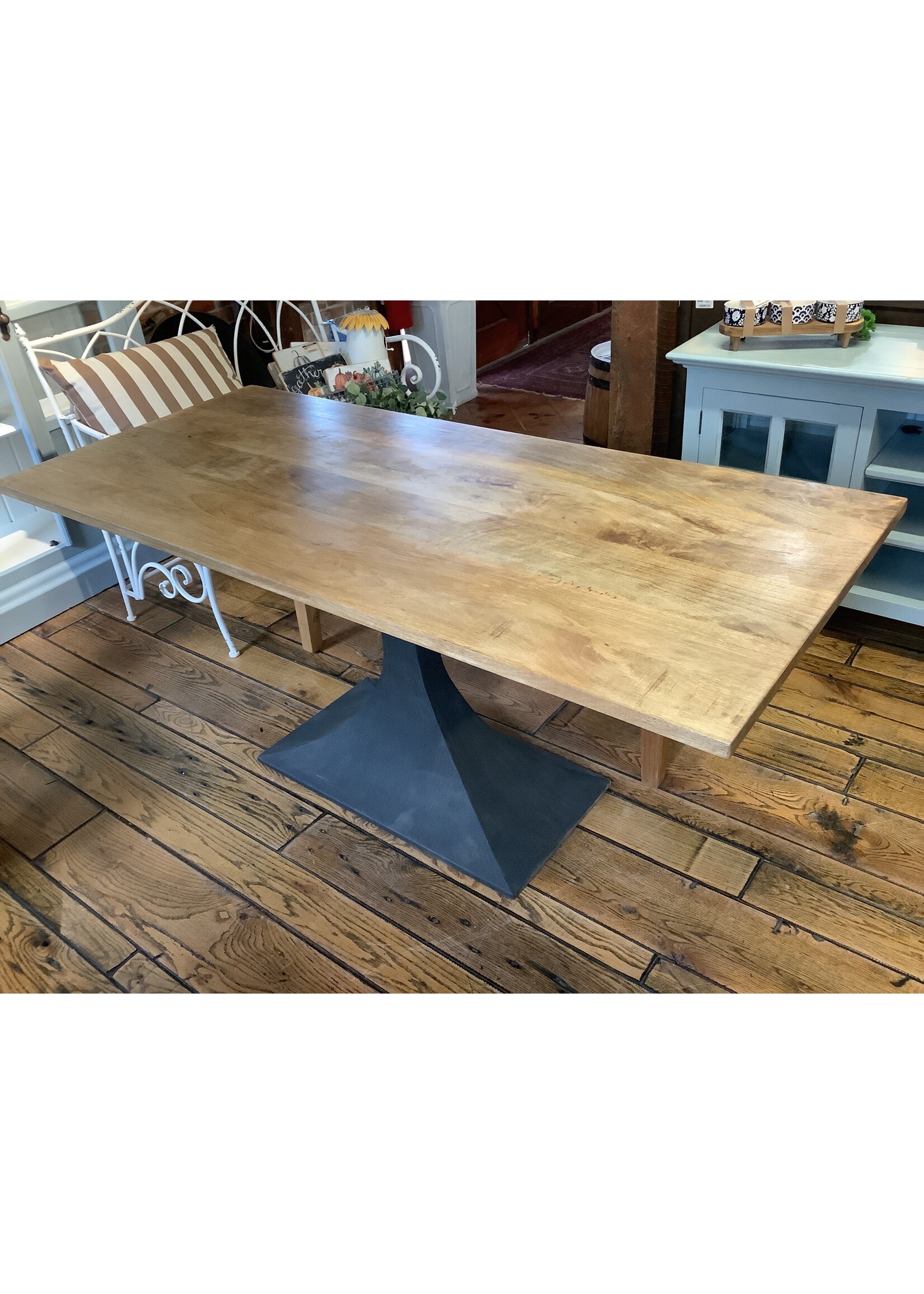 Mango Wood Dining Table Makenzie Base 67”x30”x30” Old Wood Delaware