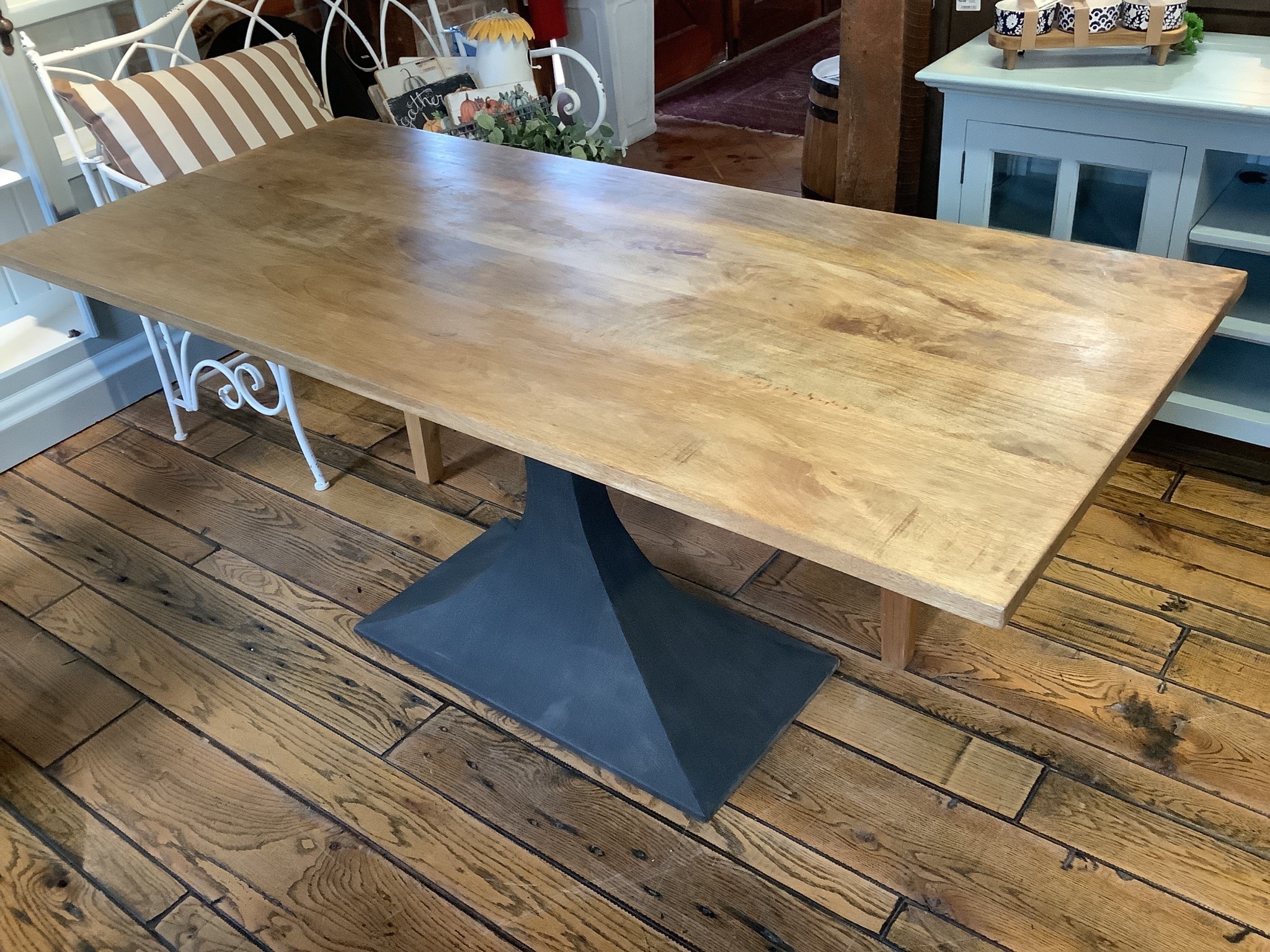 Mango Wood Dining Table Makenzie Base 67”x30”x30” Old Wood Delaware