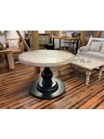 Round Pedestal Table Distressed White 42”