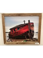 Old Wood Delaware OW Canvas Art - Red Tug Boat 21"x17"