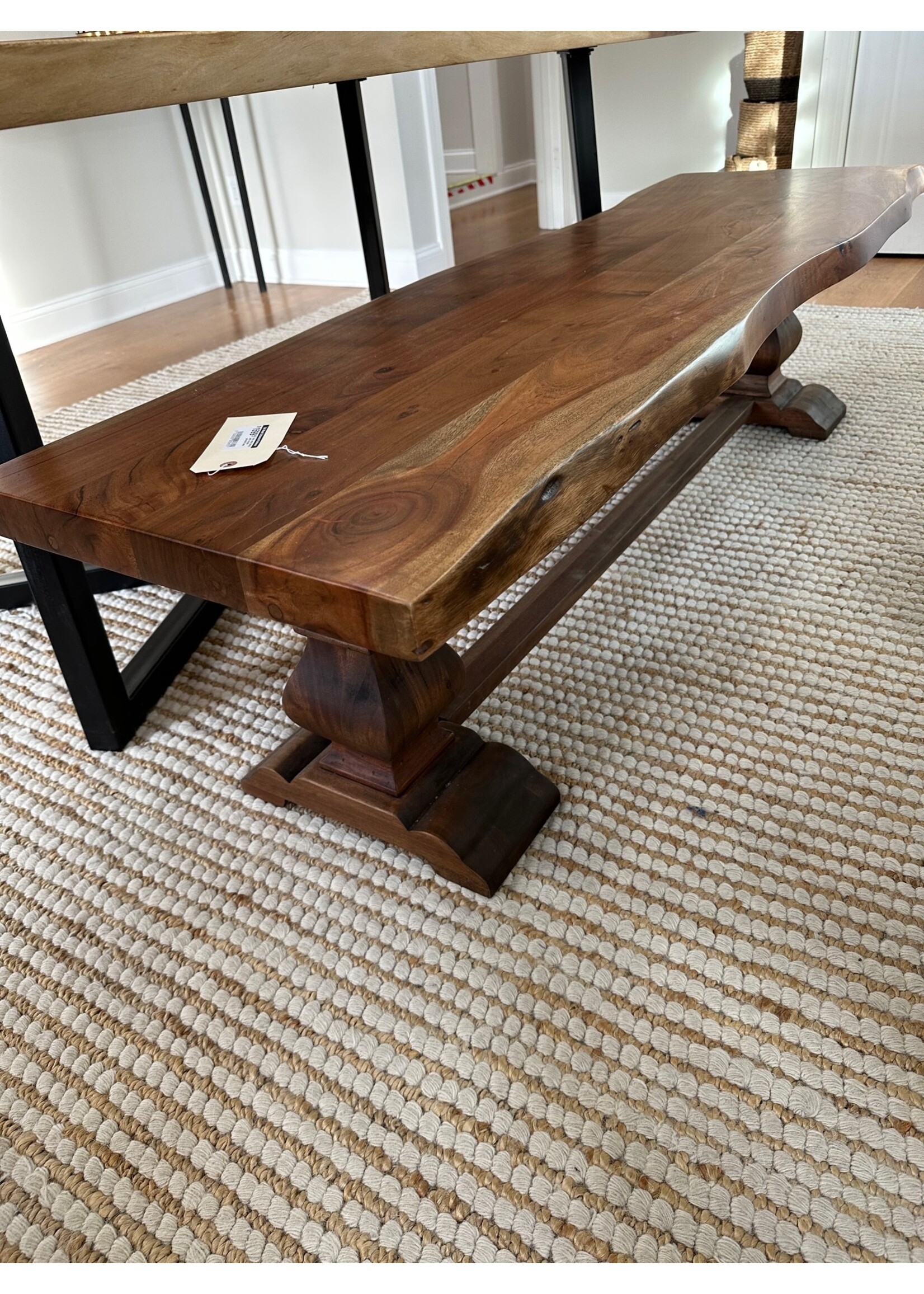 AFD/Bramble/OW Suar wood bench with double pedestal base