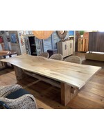 Old Wood Delaware OW Maple Live Edge Clear 120" X 42" top w/ Clear Walnut Block Island Base Table