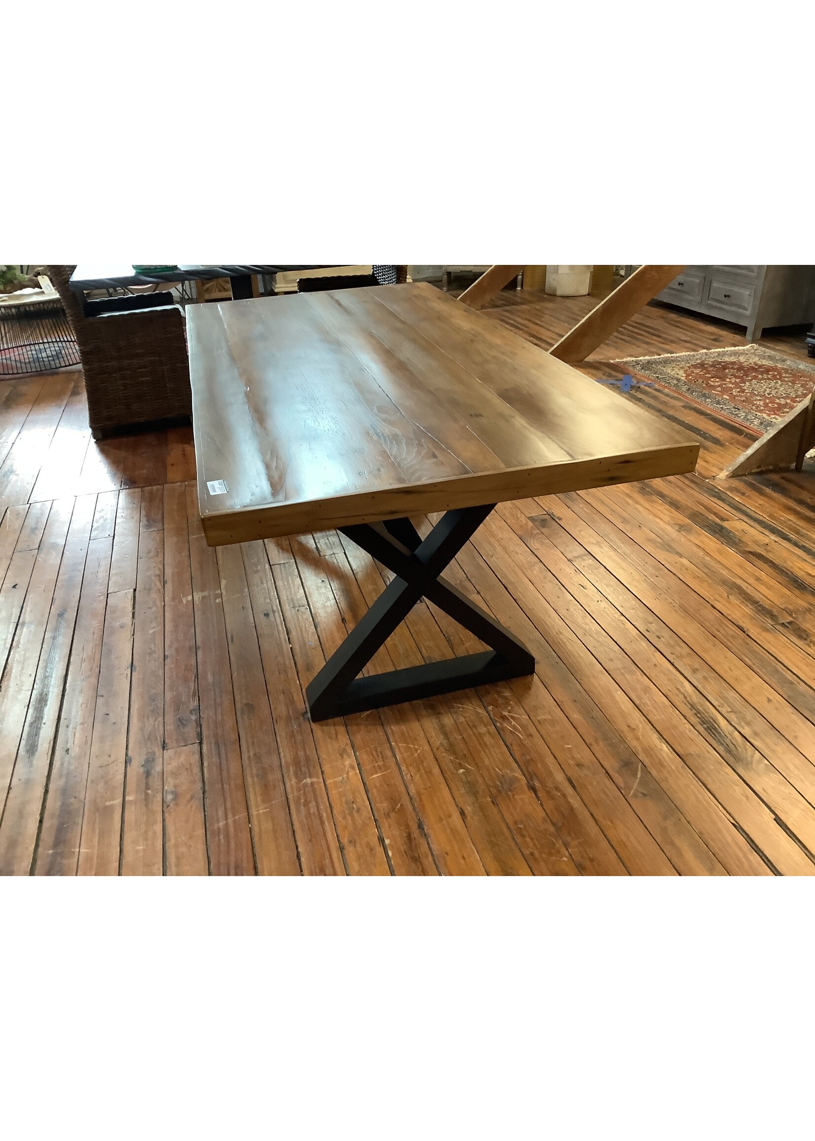 Combo Rustic Hardwood Plank Table with X Base Black 71x36
