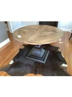 Iron Butterfly  Imports 48” Round Hardwood Table Wax Top Black Base