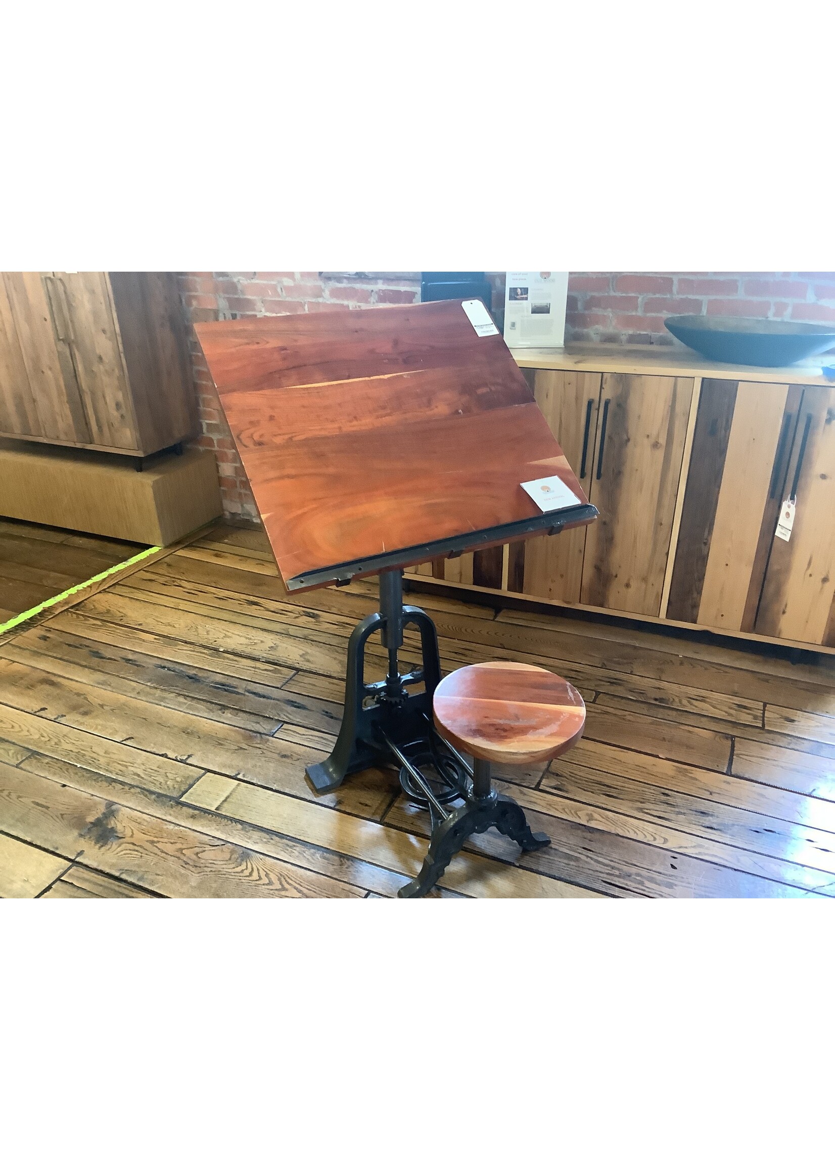 Iron Butterfly Imports Hardwood Drafting Desk & Adjustable Stool 30" x 28" x 28"