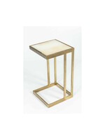 Prima Design Studio Margo Accent Table in Antique Brass w/ White Onyx