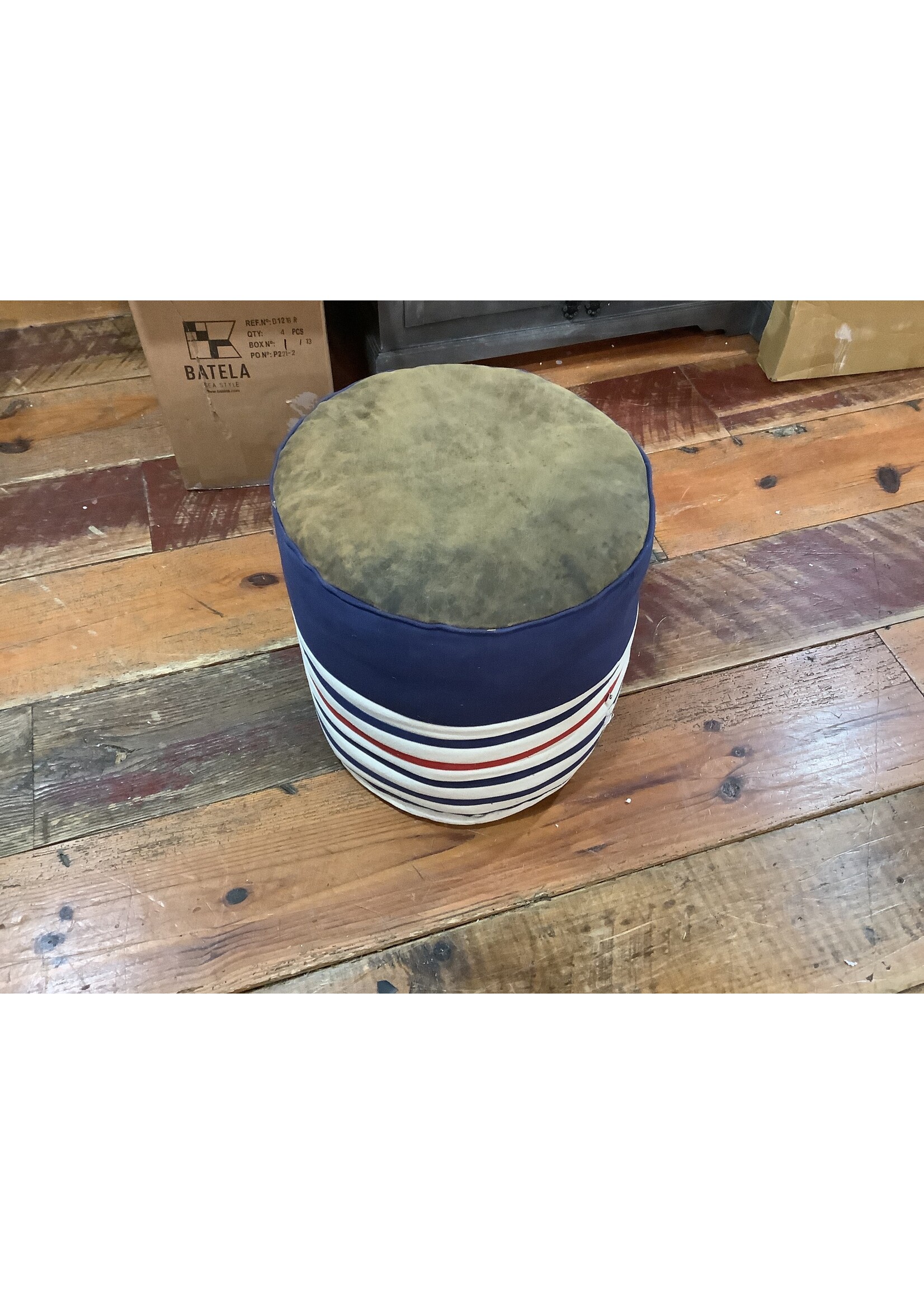 Batela Sea Style Striped Pouf Red, Navy, White