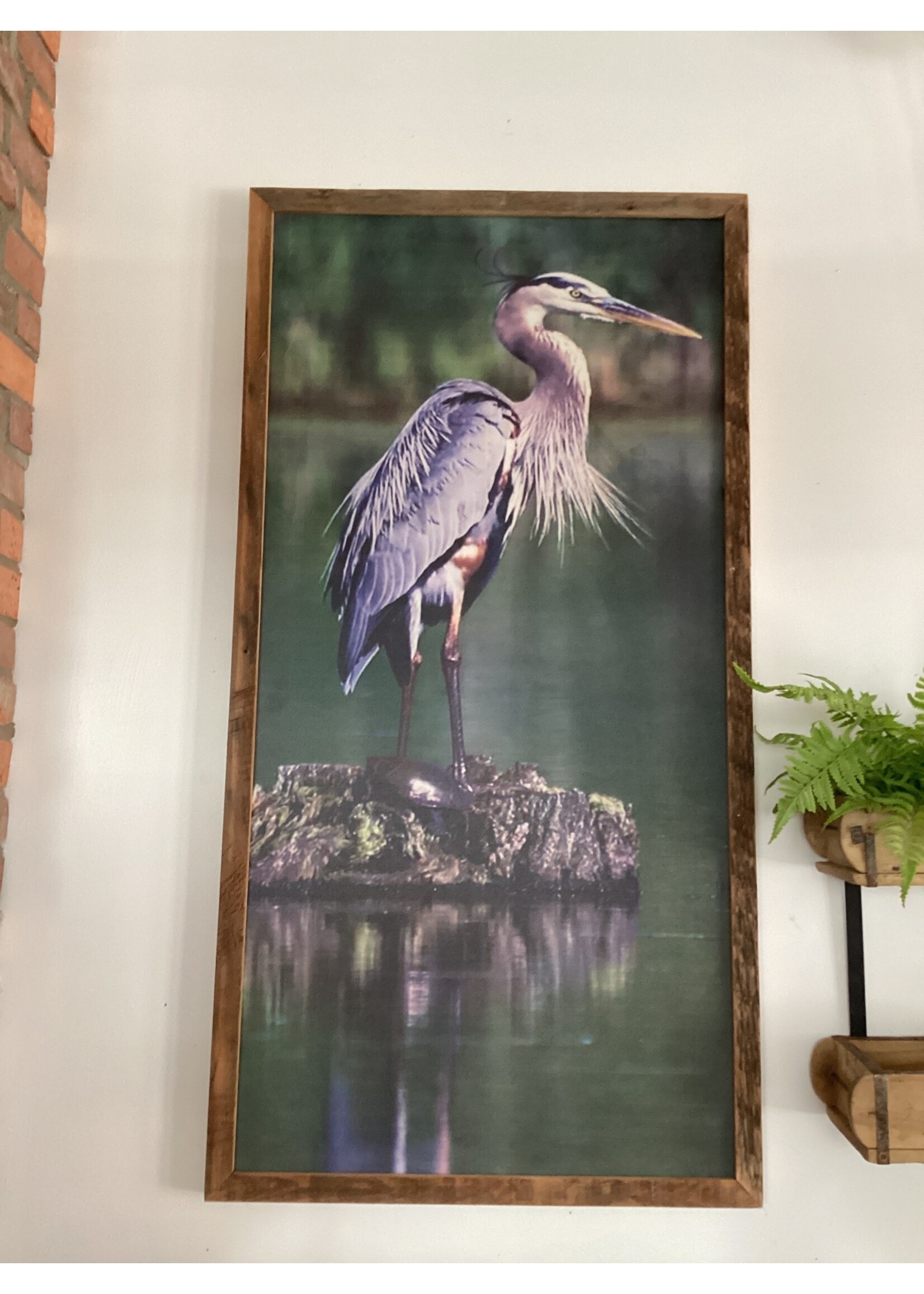 Old Wood Delaware OW Canvas Wall Art Regal Blue Heron 48.5x25.5