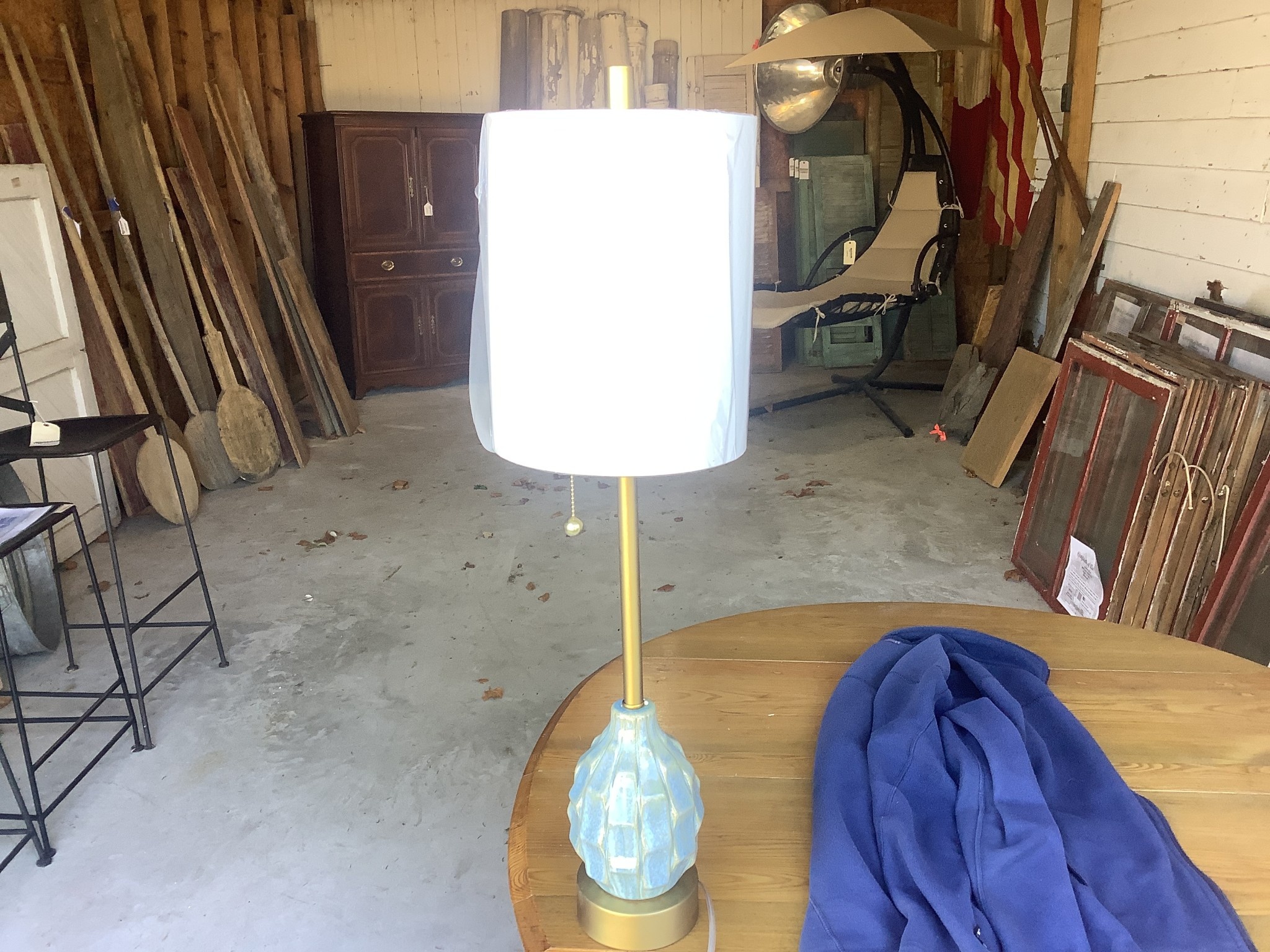 Crestview Collection Meyer Pull Chain Buffet Lamp 31" Old Wood Delaware