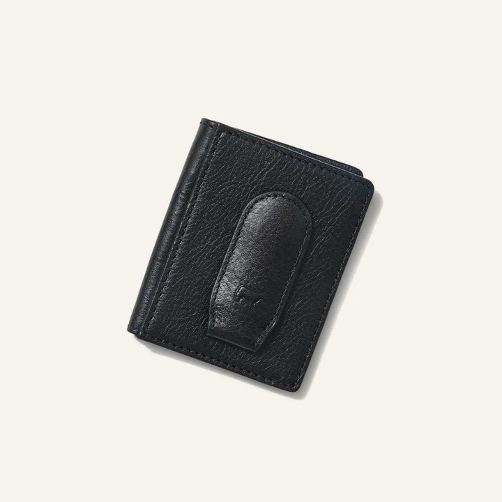 Will Leather Goods Classic Leather Money Clip Wallet- Black