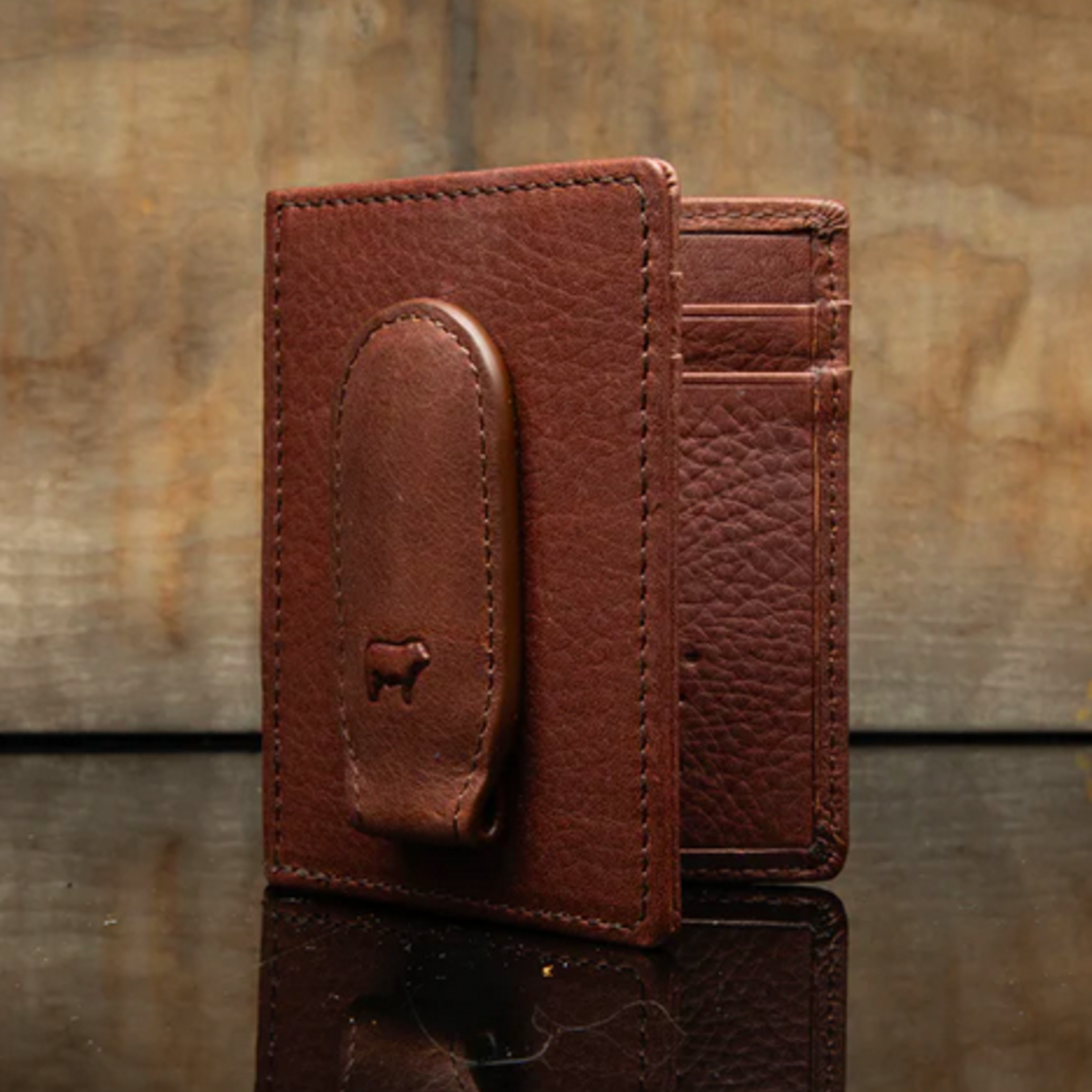 Will Leather Goods Classic Leather Money Clip Wallet- Brown