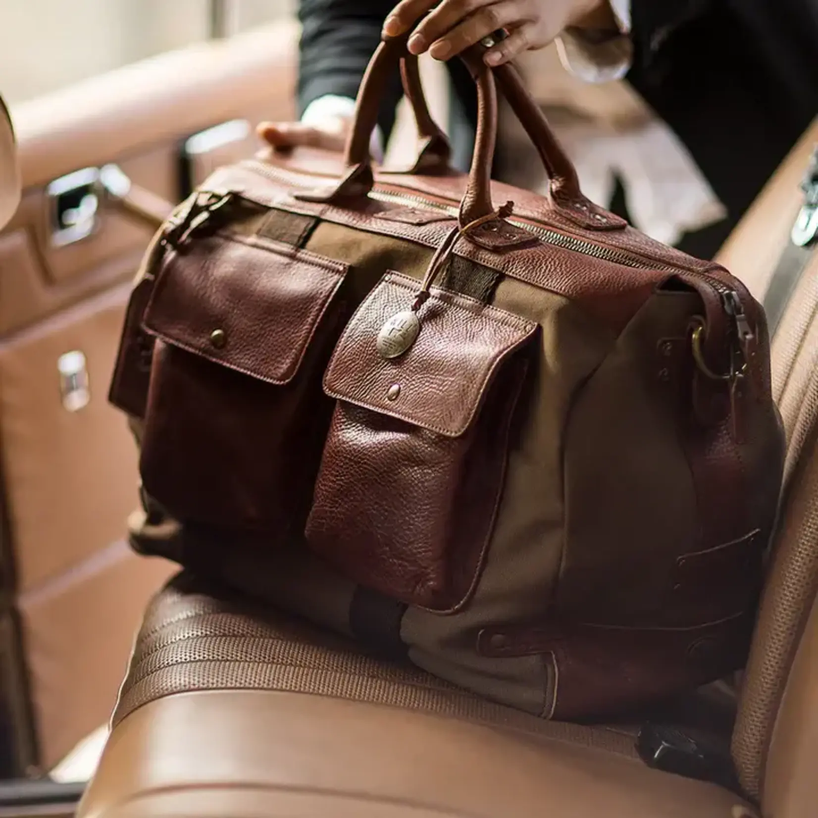 Will Leather Goods Canvas and Leather Travel Duffle-Tobacco/Cognac