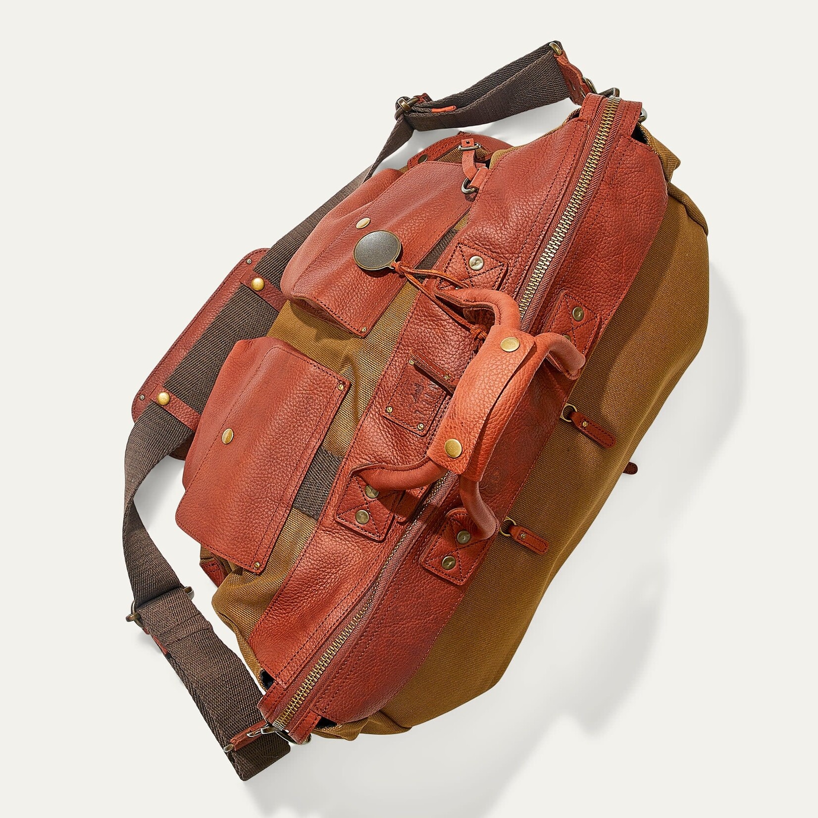 Will Leather Goods Canvas and Leather Travel Duffle-Tobacco/Cognac