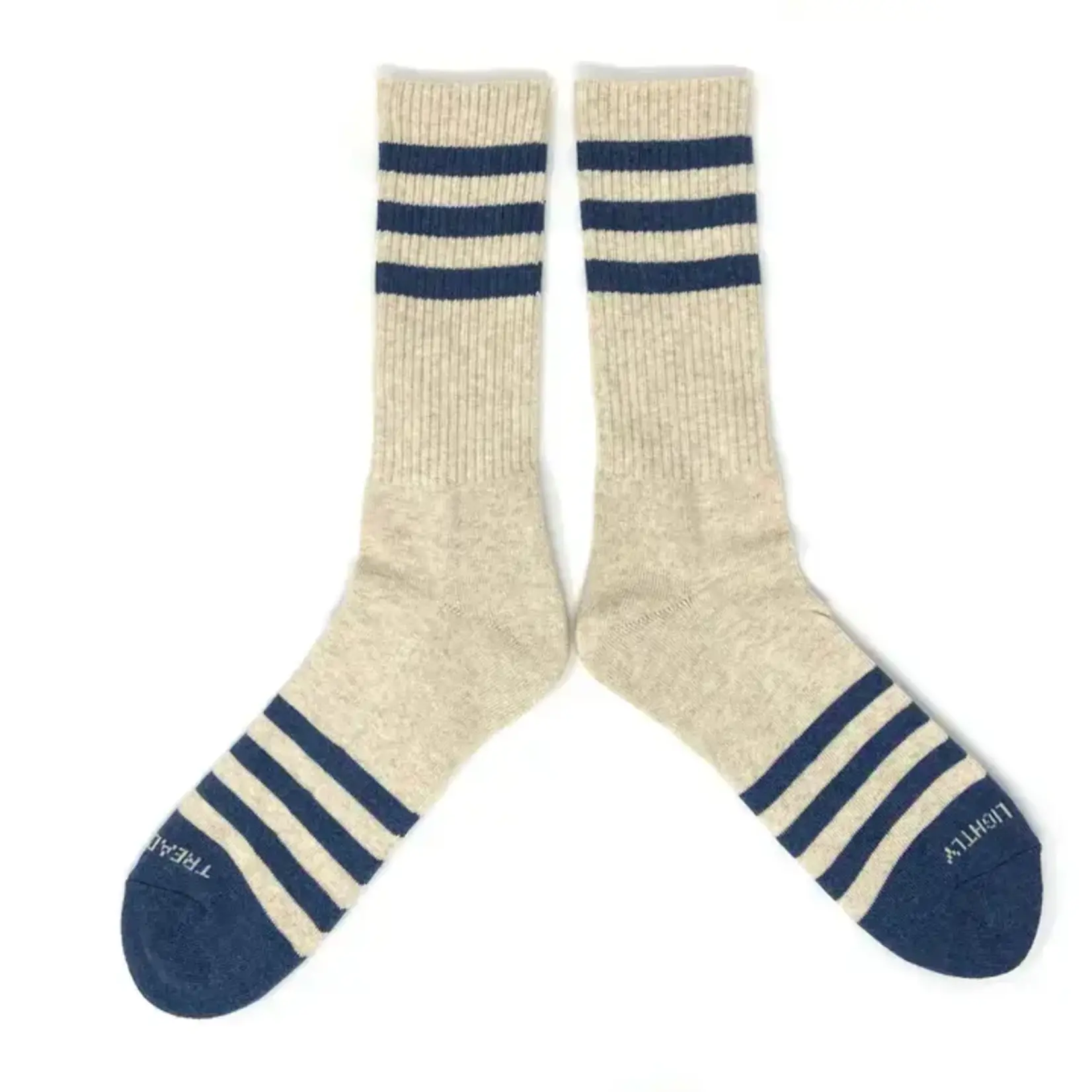 The Ampal Creative Heather Stripe Socks (CREAM/NAVY)