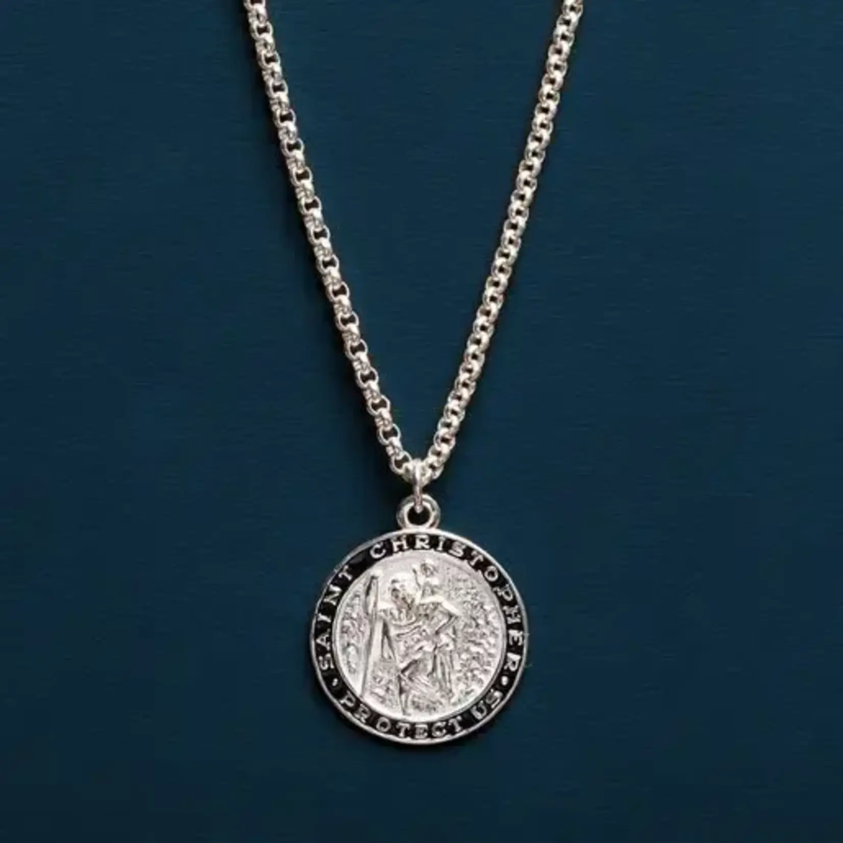 We Are All Smith 28" Sterling Silver St. Christopher Medal Necklace