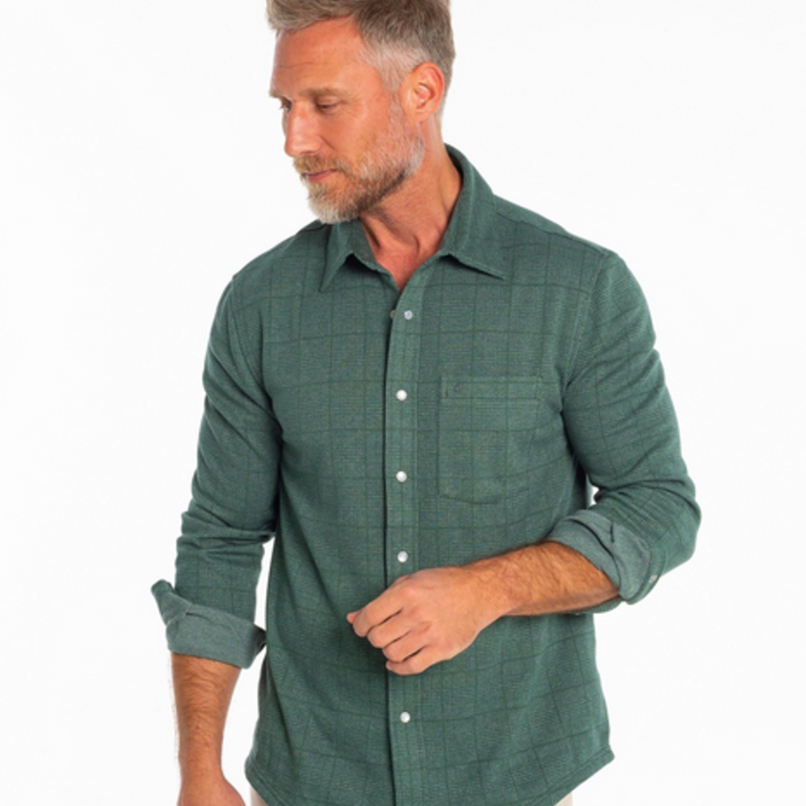 Criquet Chill-Knit Plaid Pearl Snap