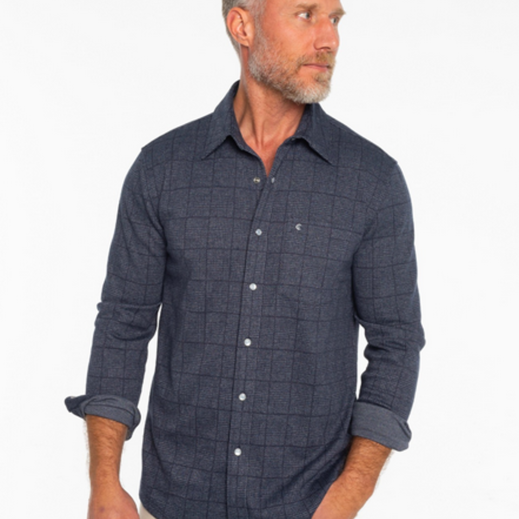 Criquet Chill-Knit Plaid Pearl Snap