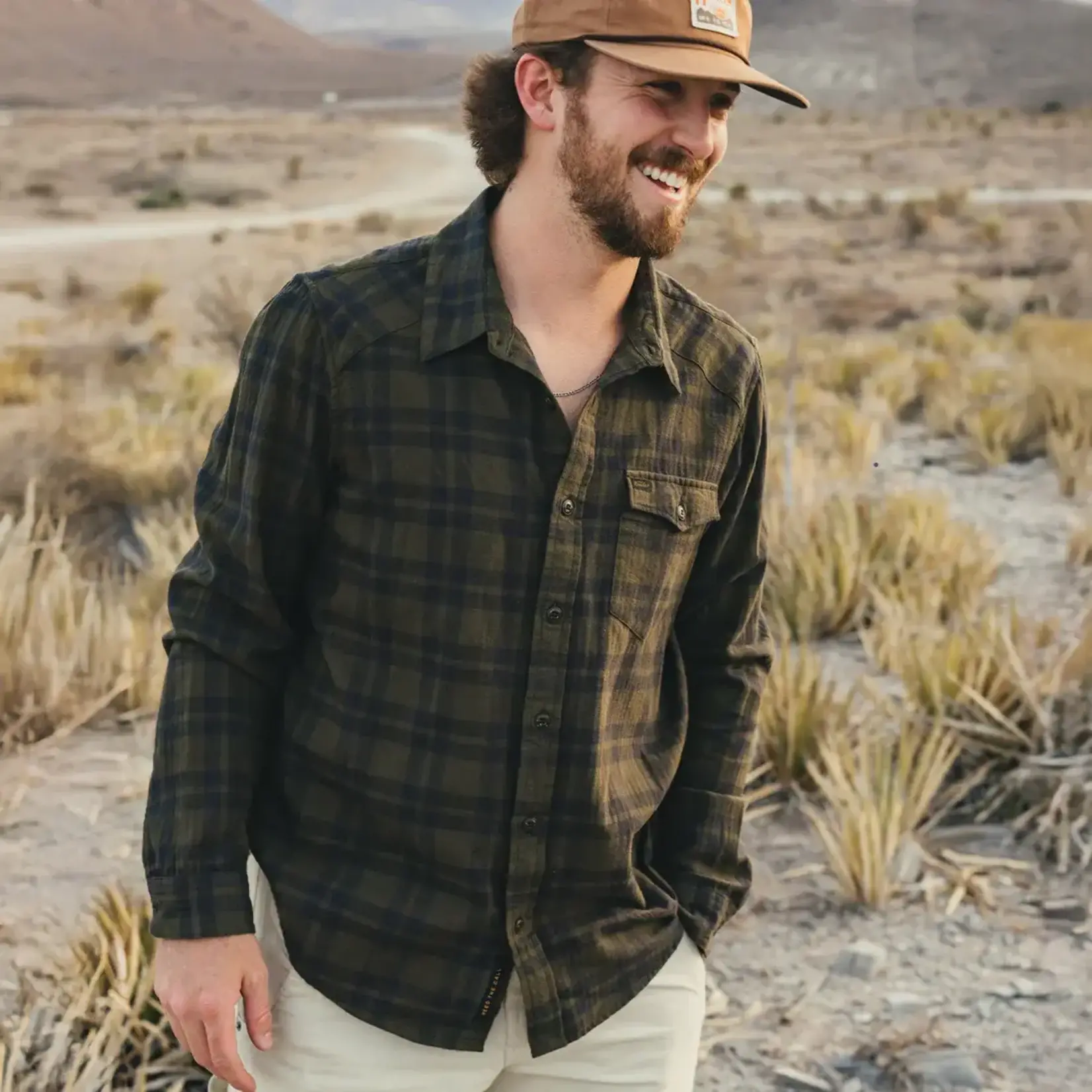 Howler Bros. La Grange Lightweight Flannel - Cohen Plaid: Dark Olive