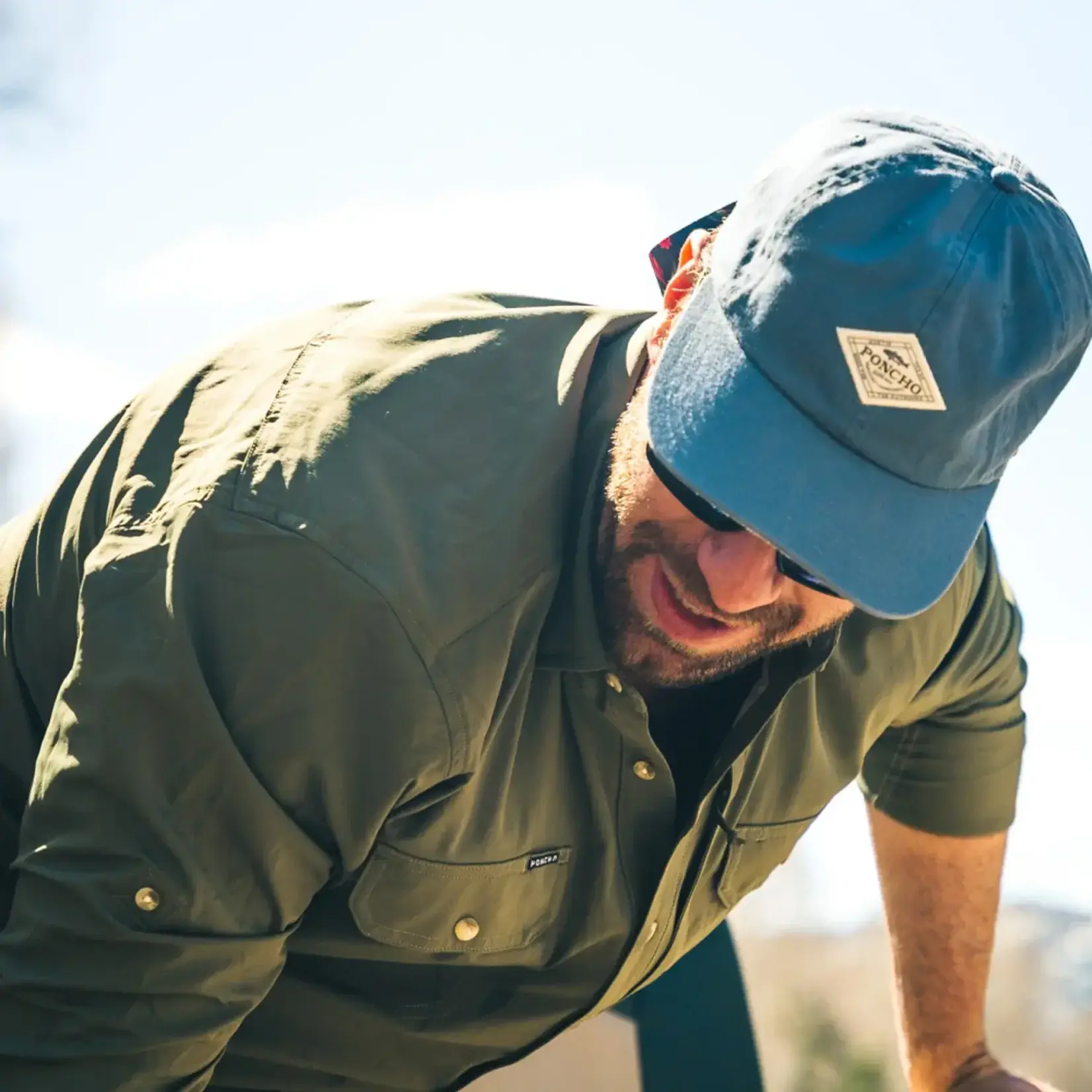 Poncho Outdoors Lake Blue Diamond Patch Hat