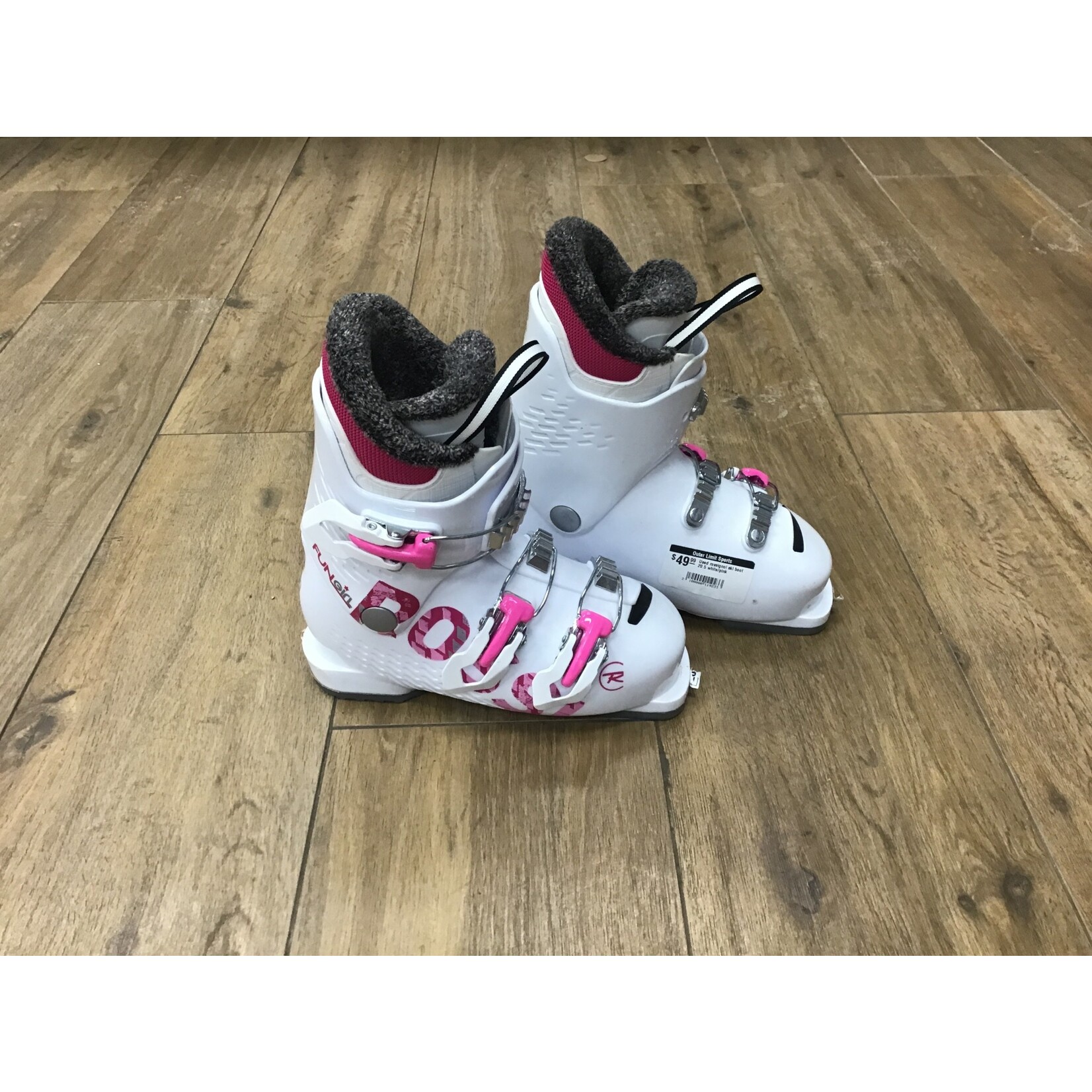 Used rossignol fun girl 3 ski boot 20.5 white/pink