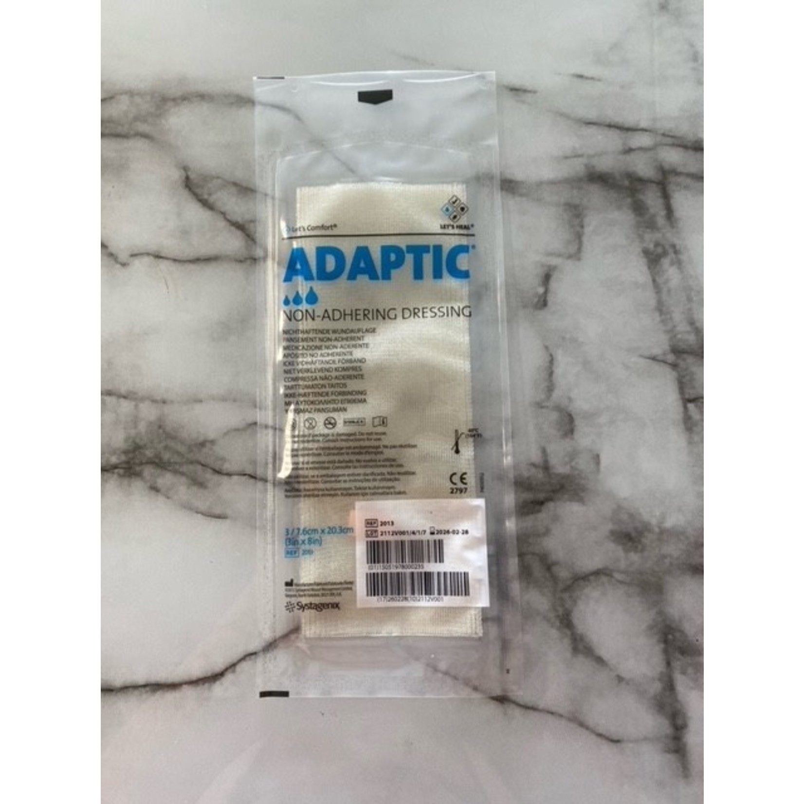 SYSTAGENIX SINGLE - SYSTAGENIX ADAPTIC NON-ADHERING DRESSING 3" x 8"