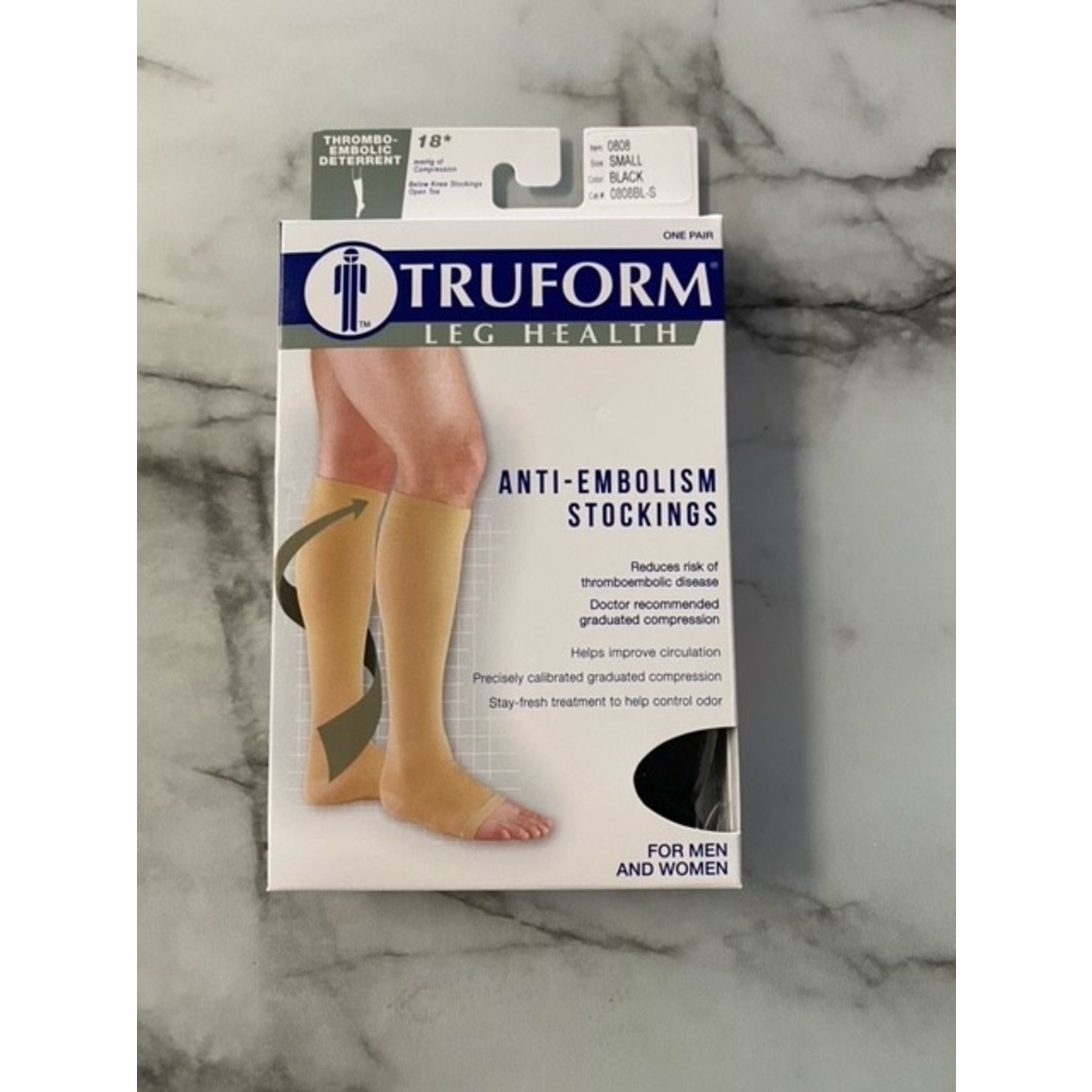 Truform Anti-Embolism Stockings, Knee High, Open Toe: 18 mmHg, White,  3X-Large 