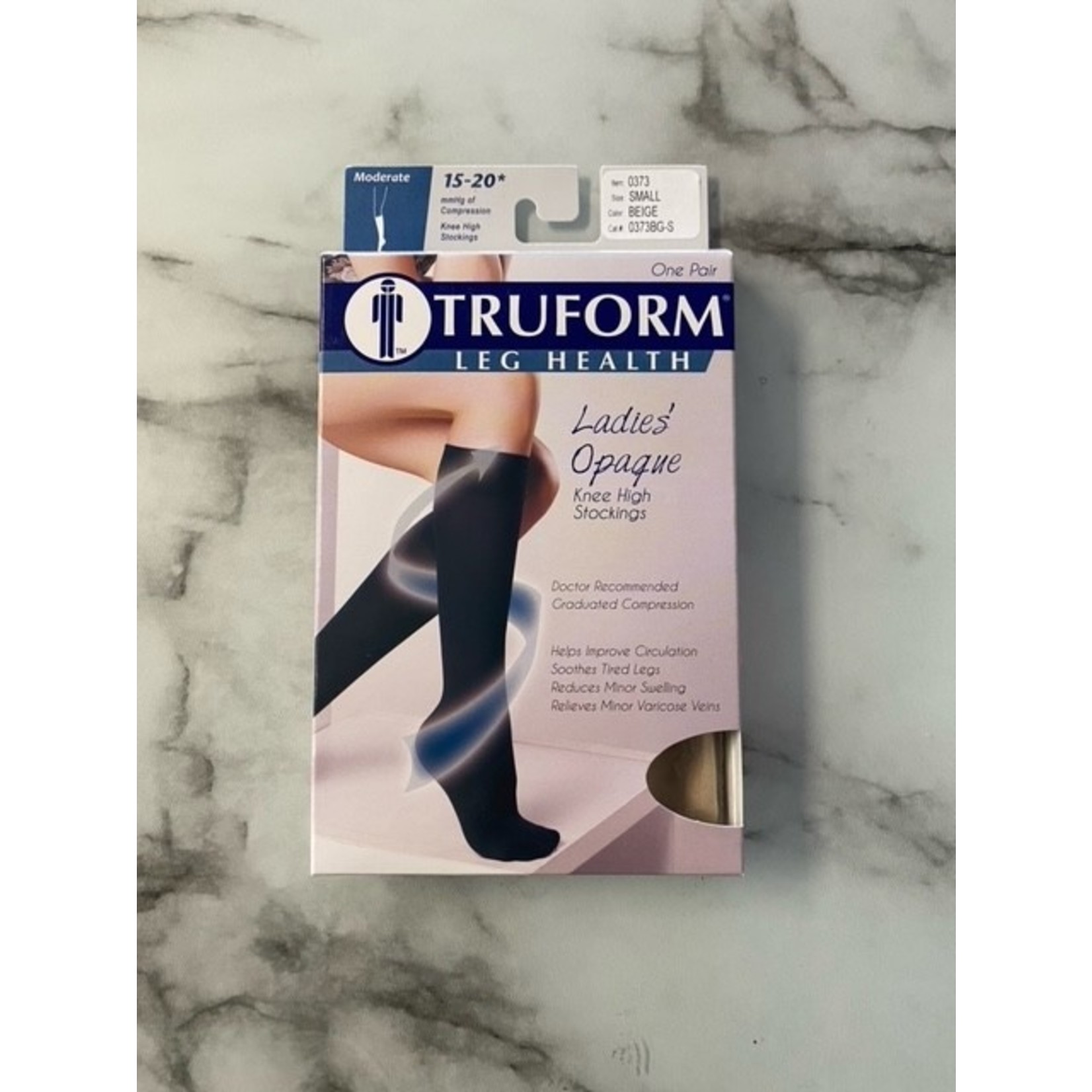 TRUFORM LADIES OPAQUE KNEE HIGH STOCKINGS 15-20 MODERATE CLOSED TOE