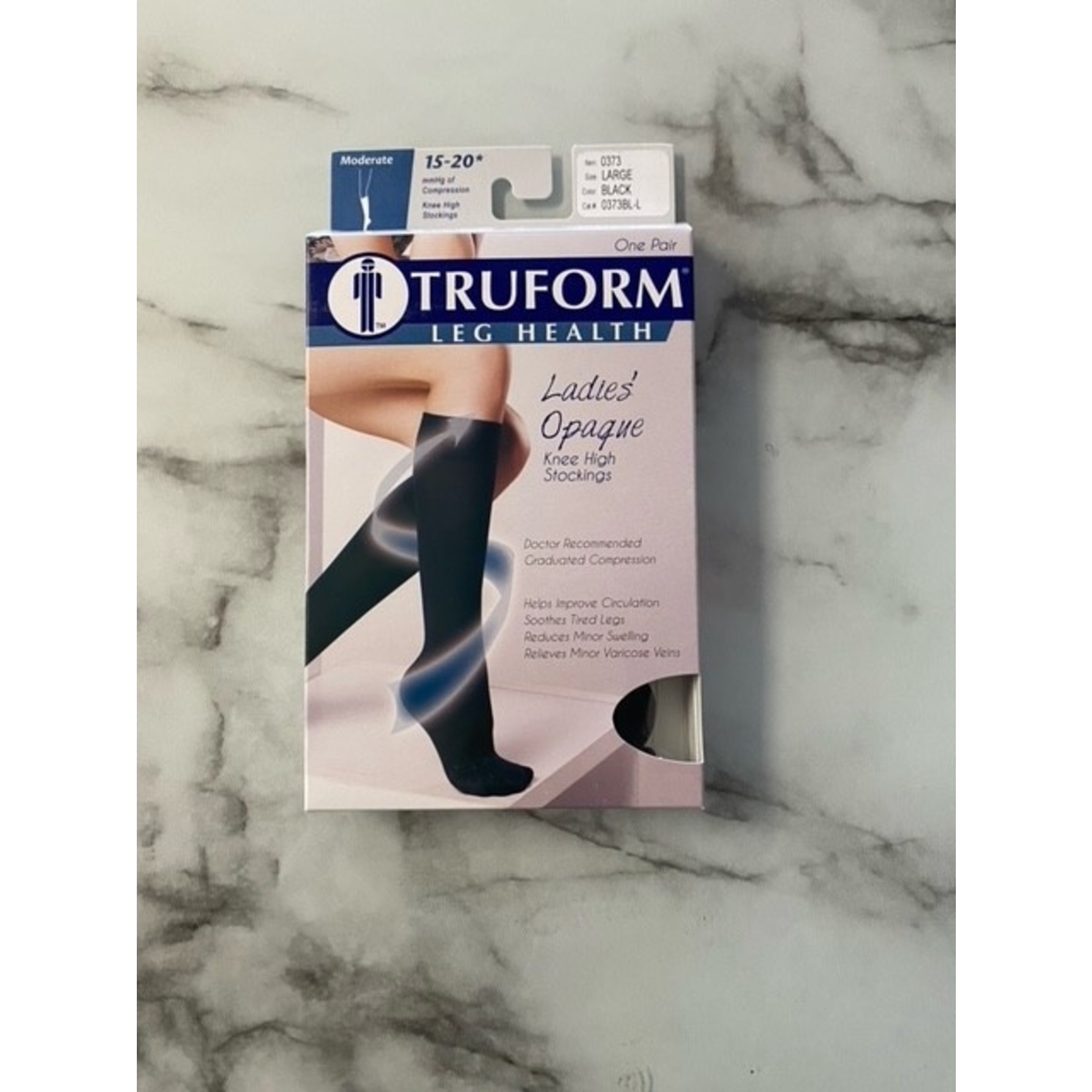 TRUFORM LADIES OPAQUE KNEE HIGH STOCKINGS 15-20 MODERATE CLOSED TOE