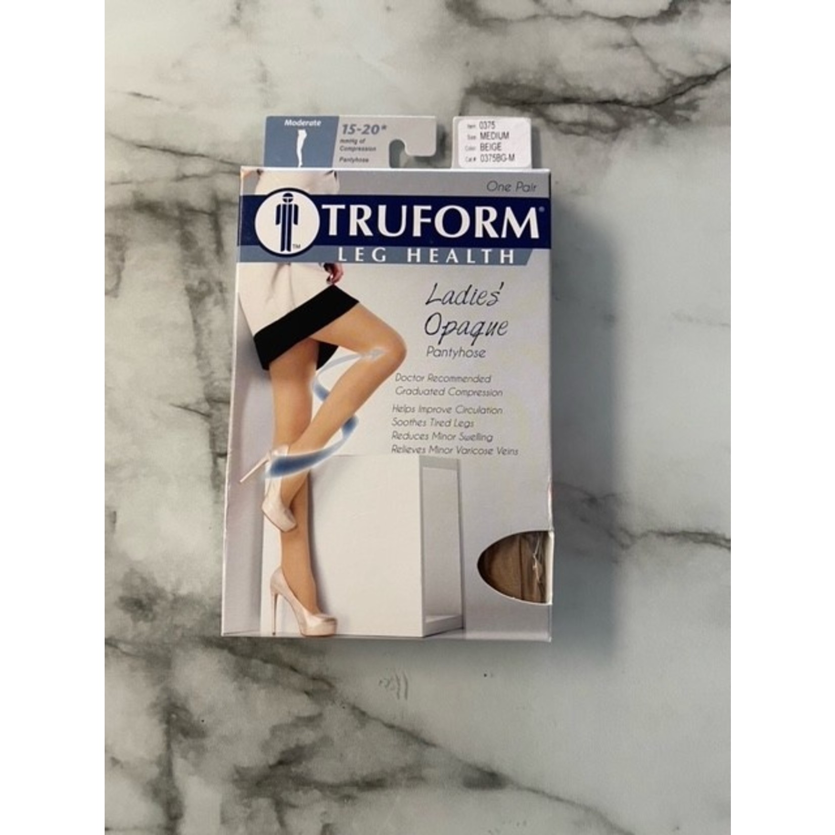 TRUFORM LADIES OPAQUE PANTYHOSE CLOSED TOE 15-20 MODERATE