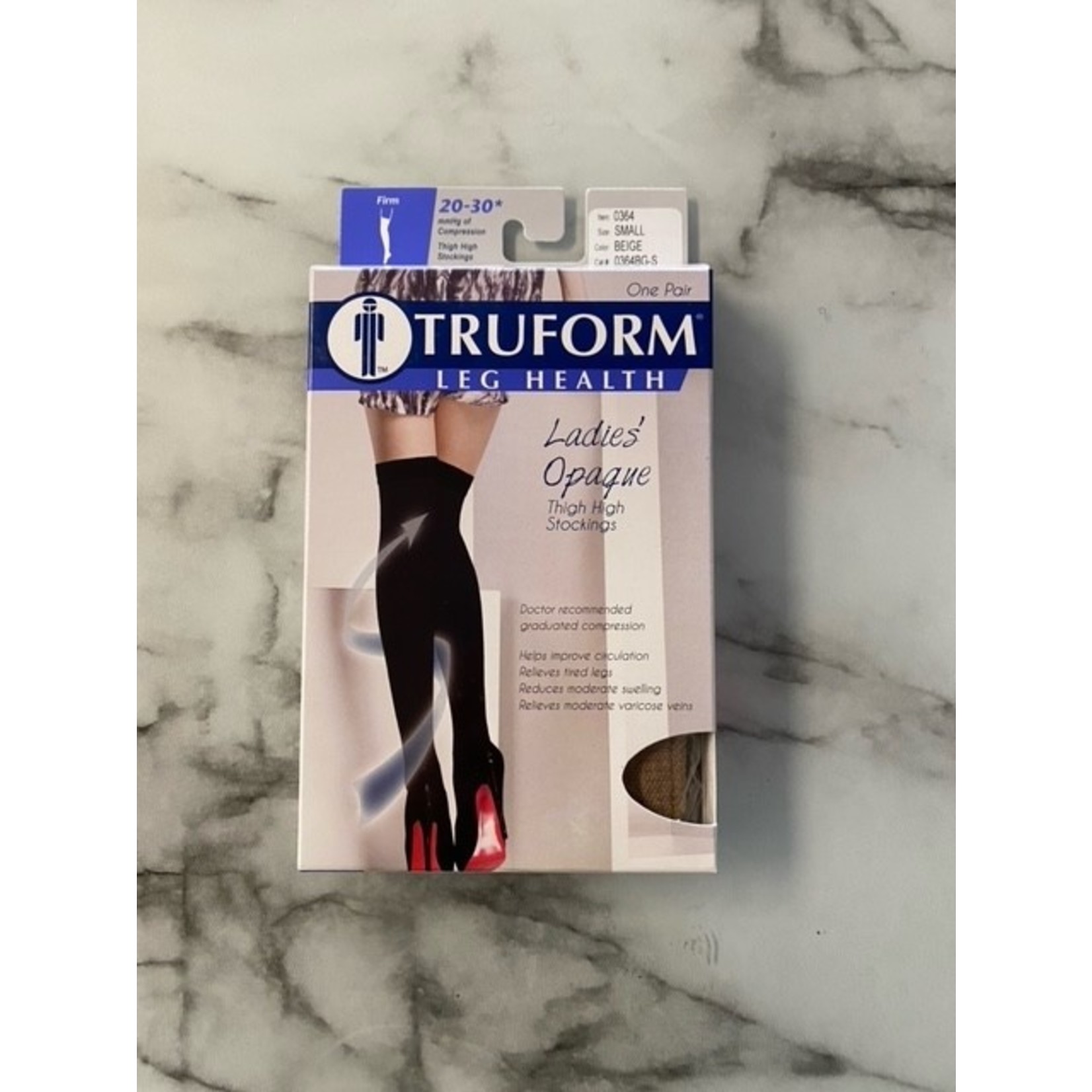TRUFORM LADIES OPAQUE THIGH HIGH STOCKINGS CLOSED TOE  20-30 FIRM