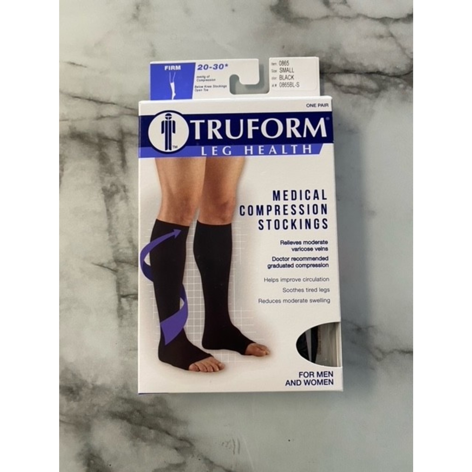 Truform 20-30 Mmhg Compression Stocking for Men & Women, Knee High Length,  Open Toe, Beige, Large