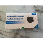 NON-WOVEN 3 PLY DISPOSIBLE FACE MASK BLACK