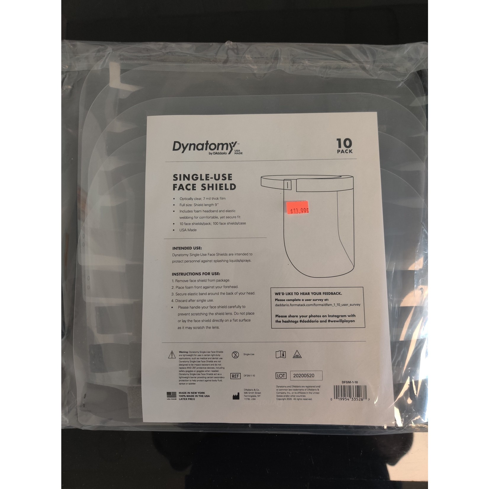 Dynatomy Face Shield 10 Pack