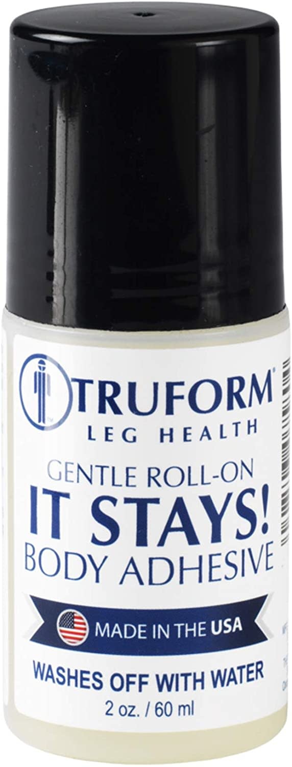 Truform Roll-On Body Adhesive Prevents Stocking Rolling or Falling Down 2 fl. Ounce Made in USA