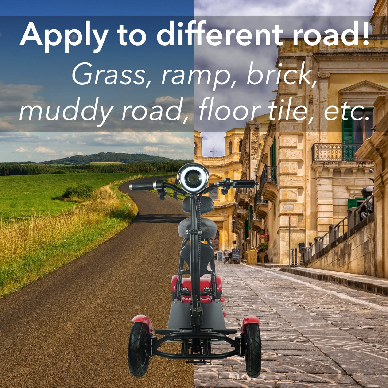 ComfyGo MS|3000 Foldable Mobility Scooter - Red - 16miles