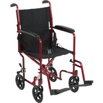 Drive Medical  Lightweight Aluminum Transport Wheelchair with Swing-Away Footrest, Red