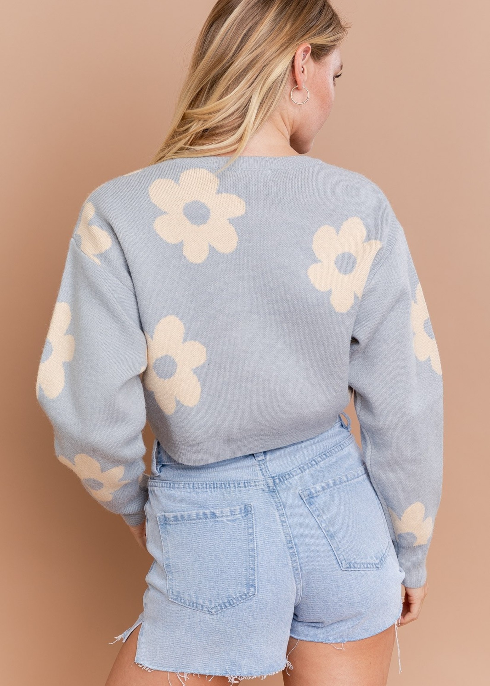 Cropped Flower Sweater