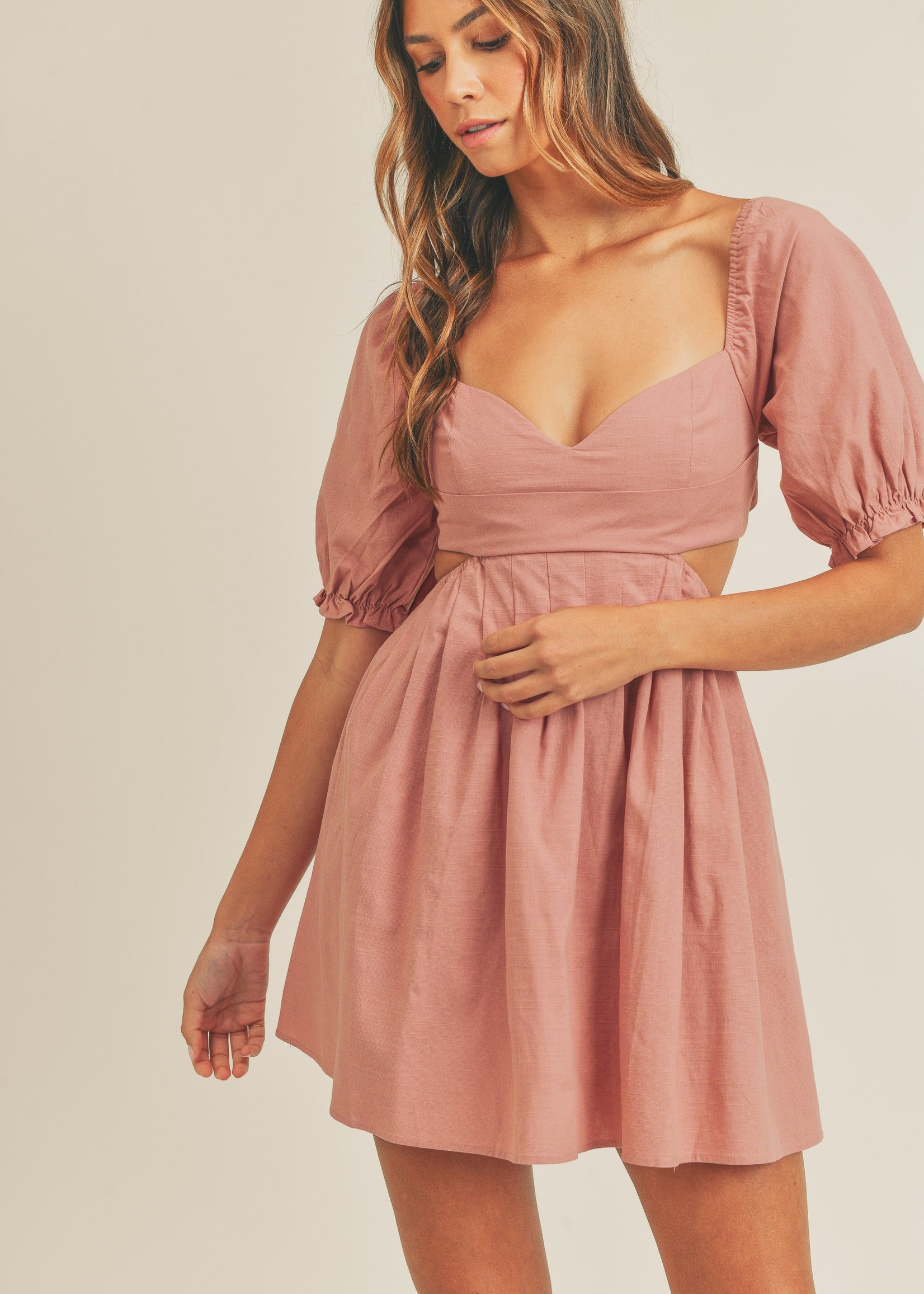 Backless Puff Sleeve Babydoll Dress