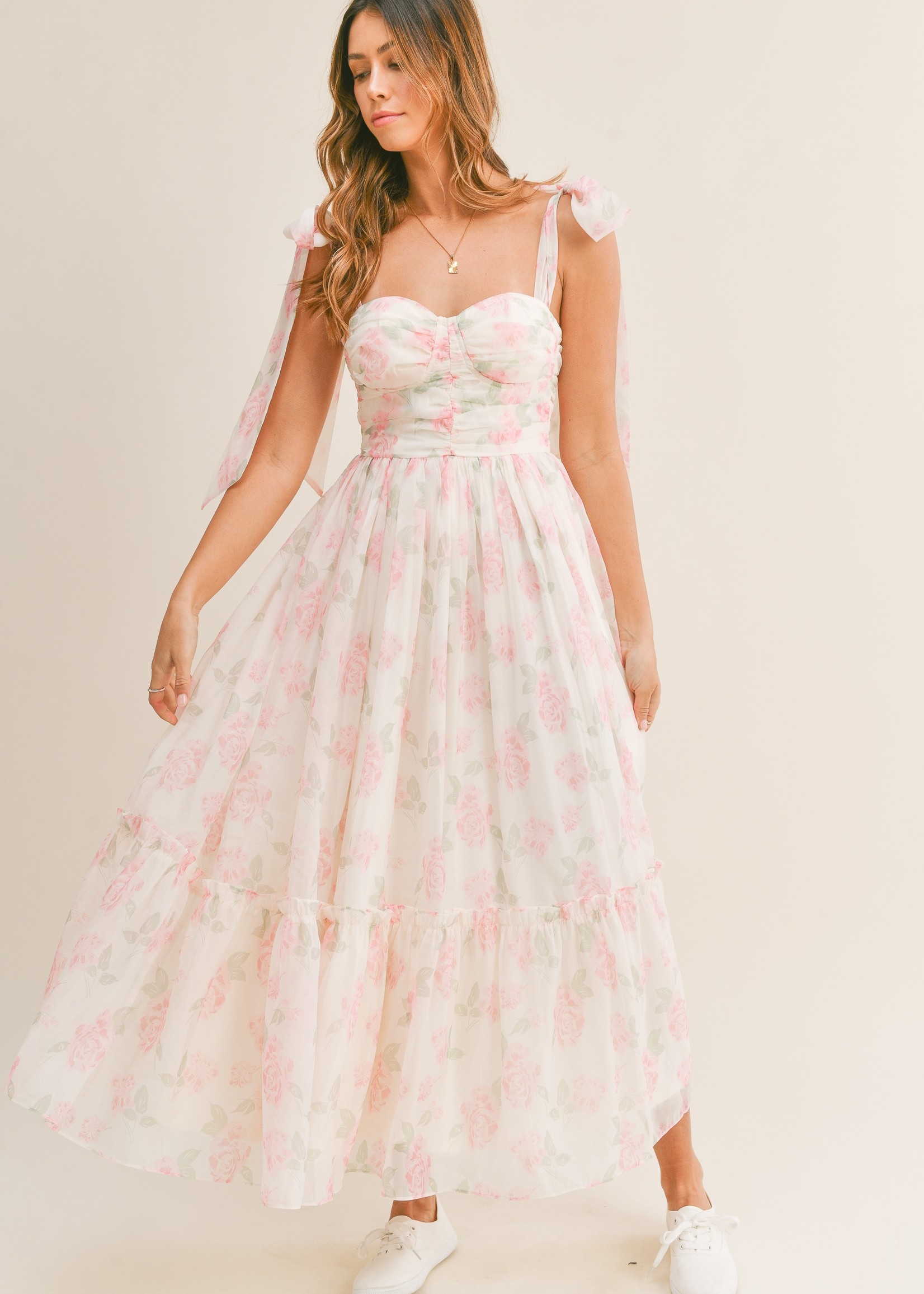 Floral Chiffon Tiered Maxi Dress