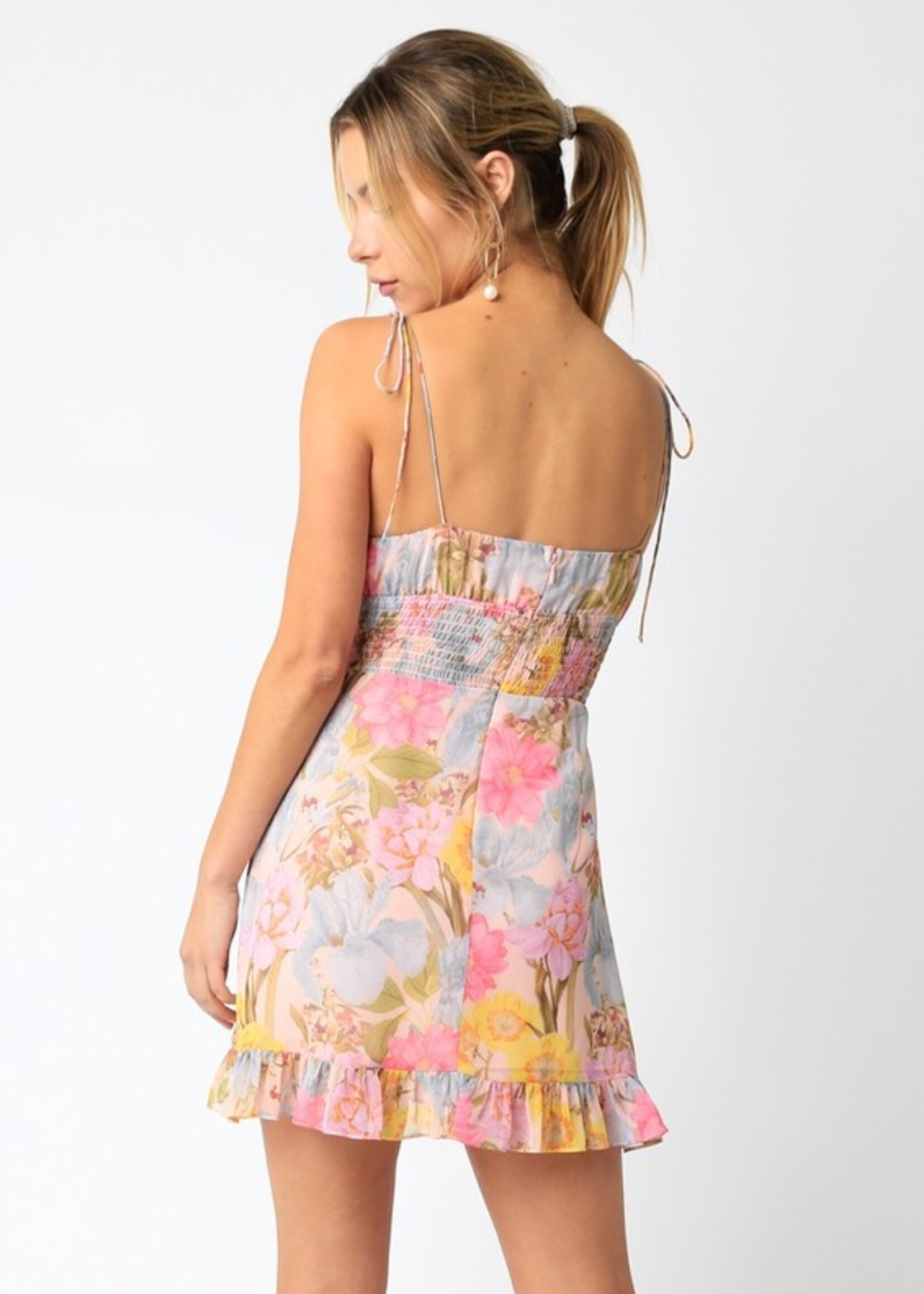 Smocked Chiffon Floral Dress