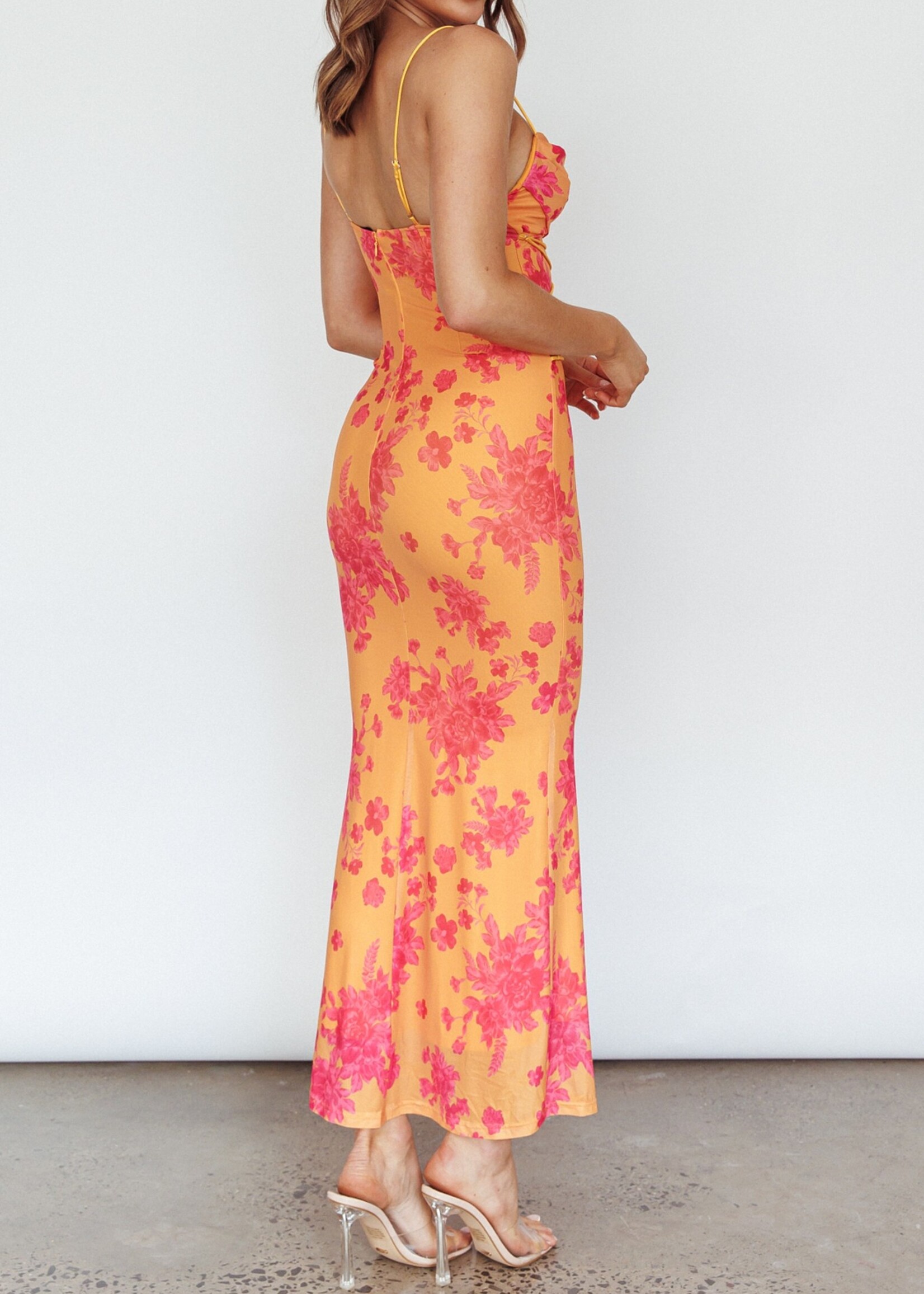 Cinched Lace Up Maxi Dress