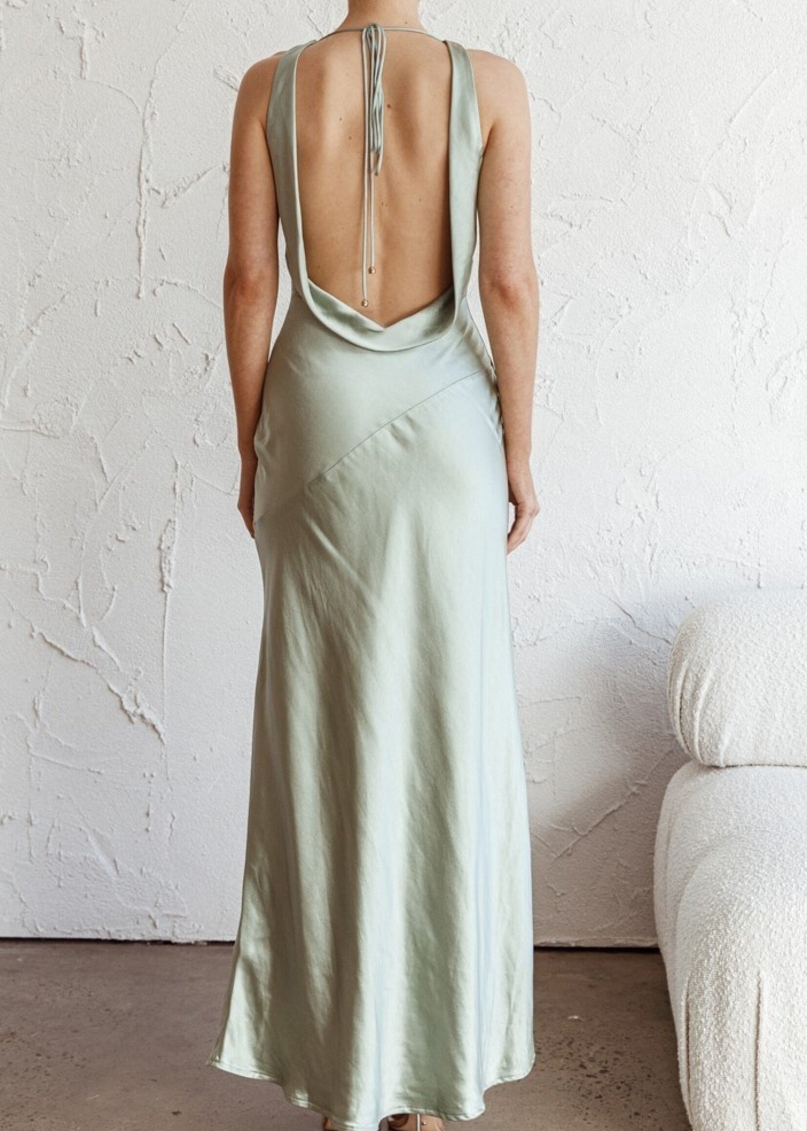 Cowl Neck Open Back Maxi Dress