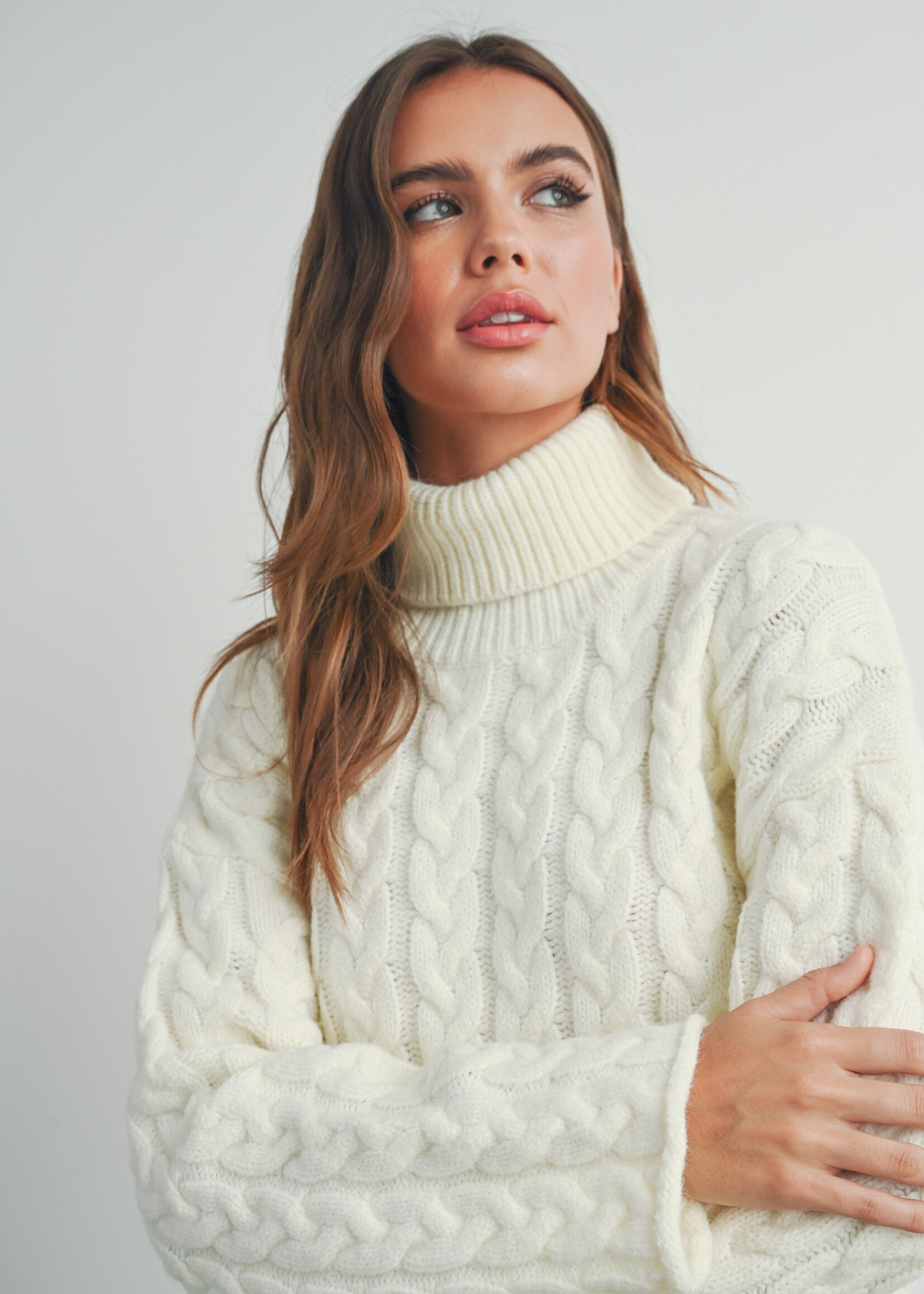 Cable knit sweater on sale turtleneck