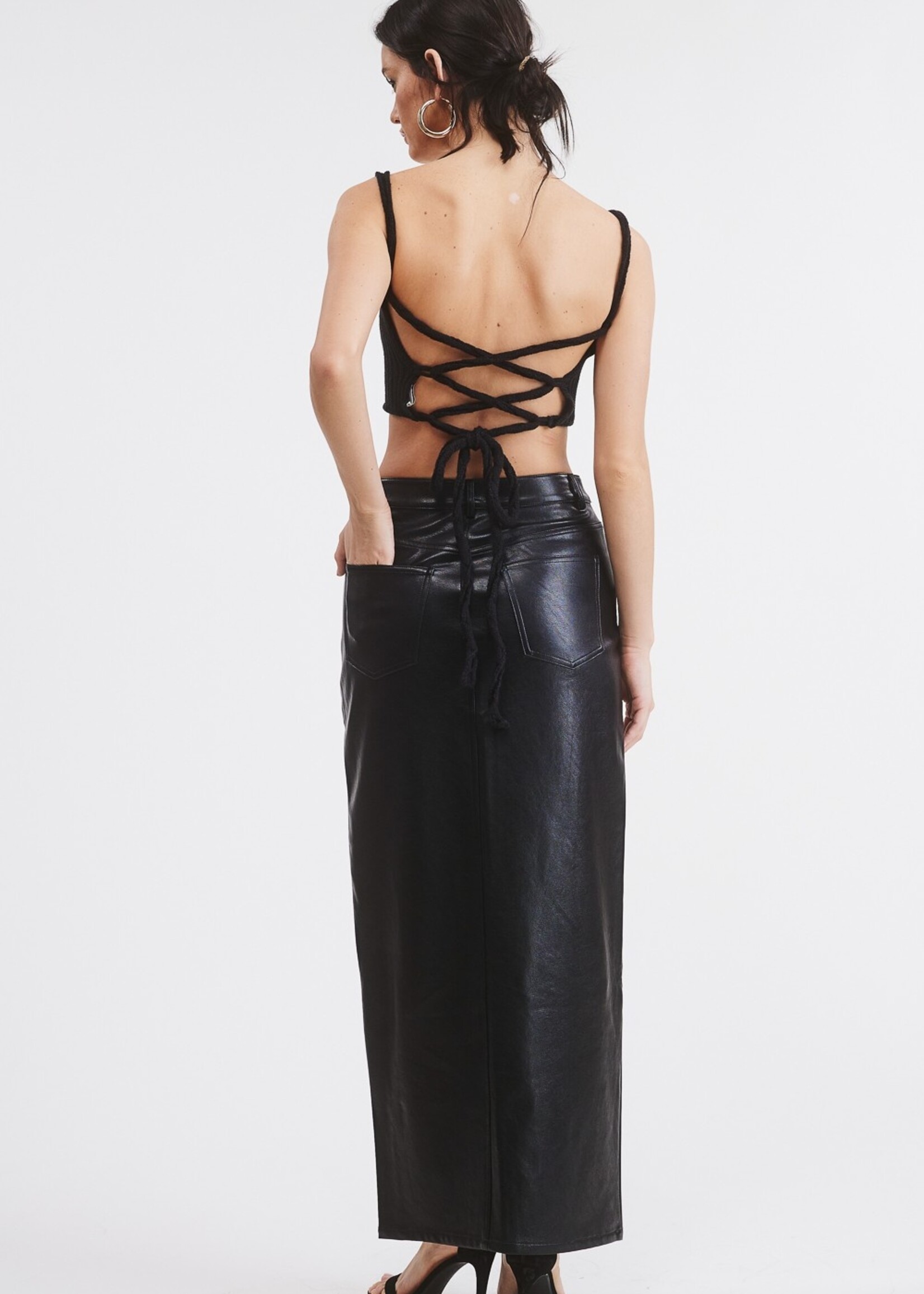 Arched Leather Maxi Skirt