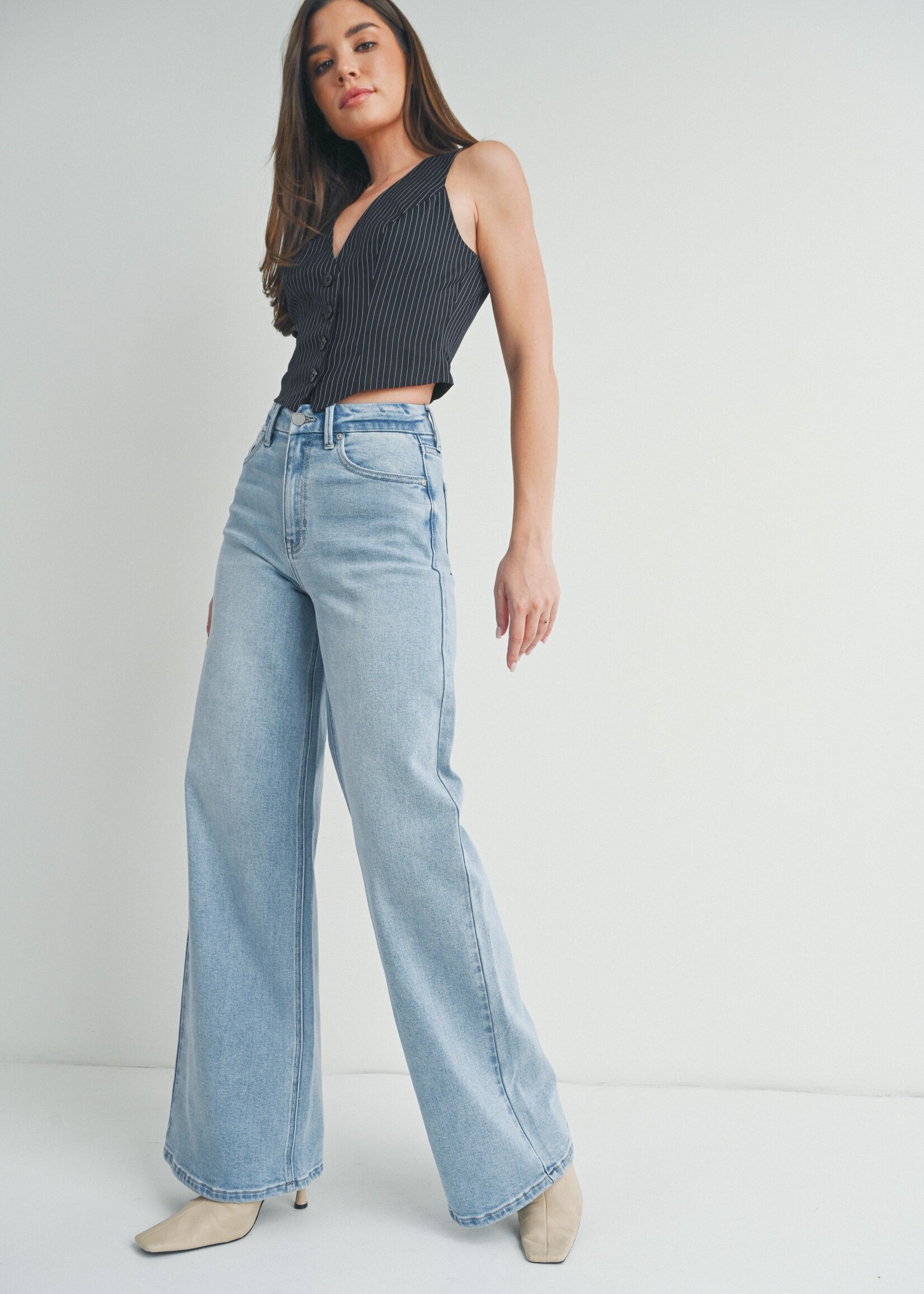 High Rise Palazzo Wide Leg Jeans