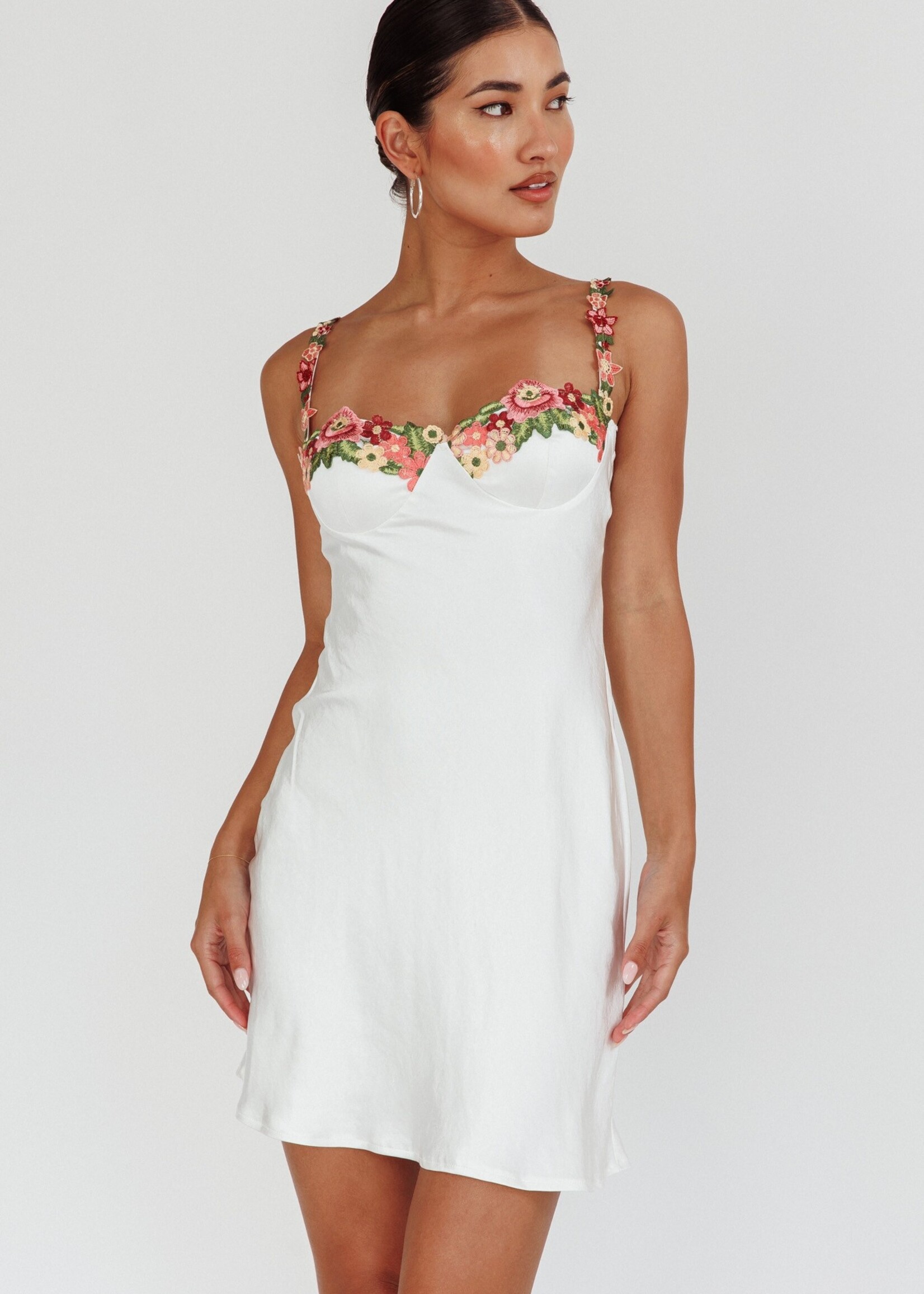 Embroidery Floral Trim Dress