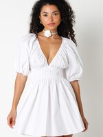 Puff Sleeve Plunge Dress