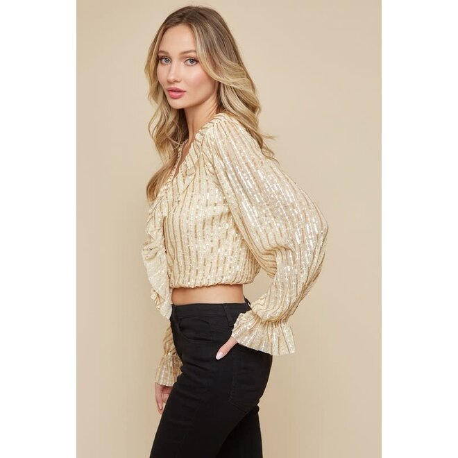 The Verve Ruffle Sequin Top